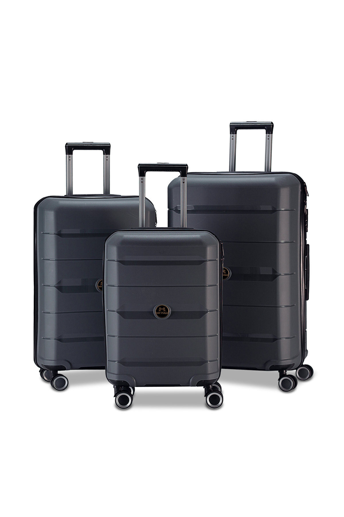 By Hakan My-pp tekerlekli kırılmaz valiz 3'lü set bavul K.GRİ