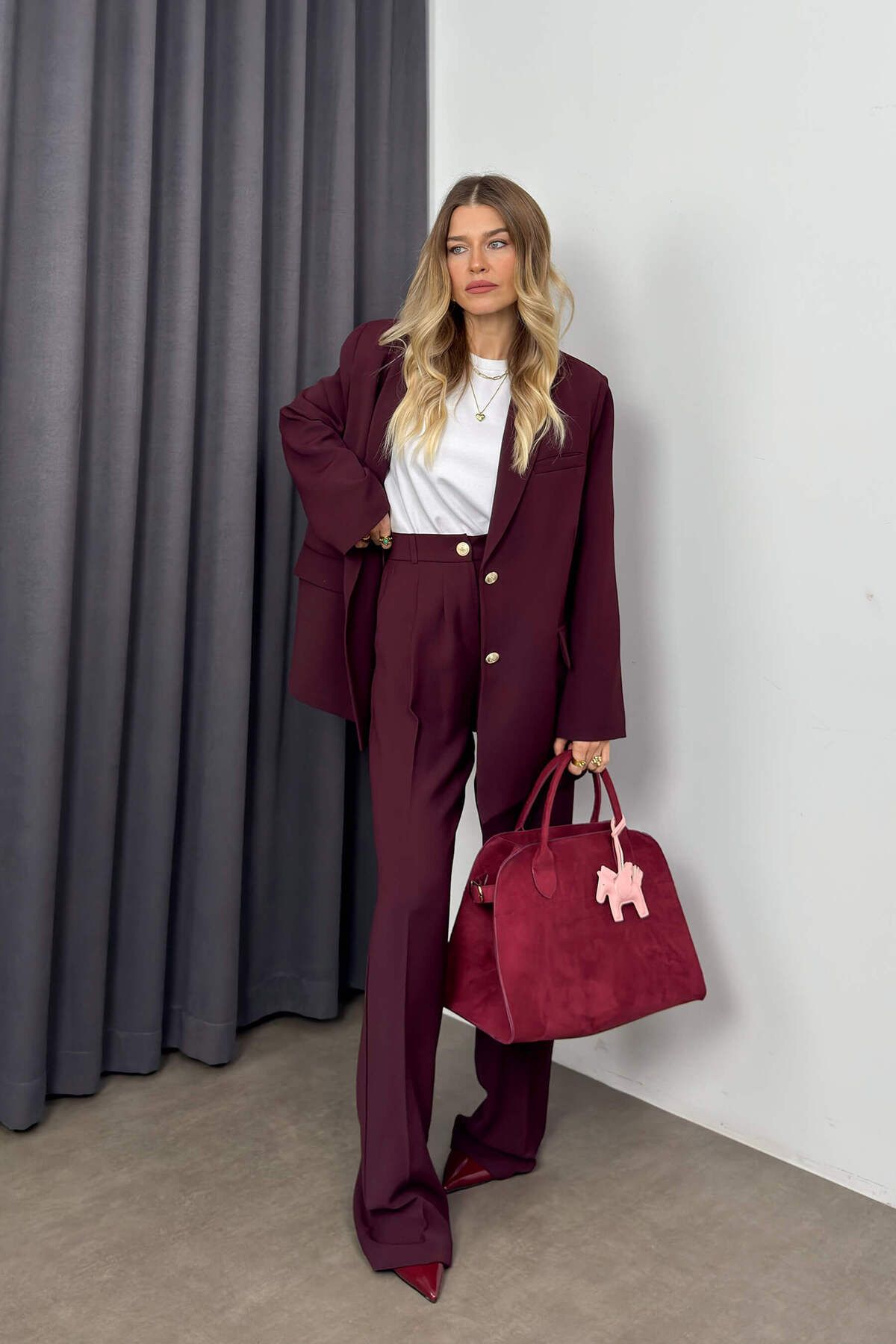 Sue Store-Plum Oversize Jacket Pants Premium Suit 8