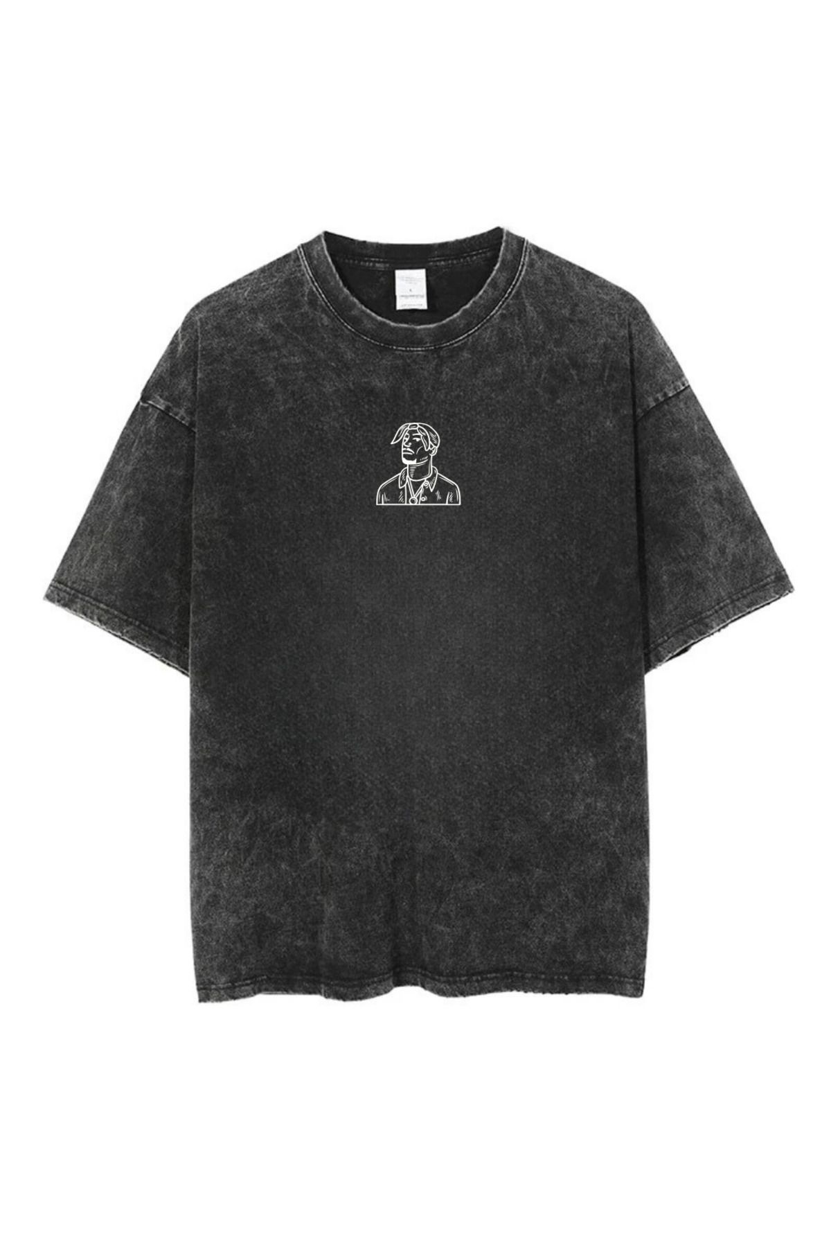 Toum-Washed Tupac Collage Oversize Vintage T-Shirt 2