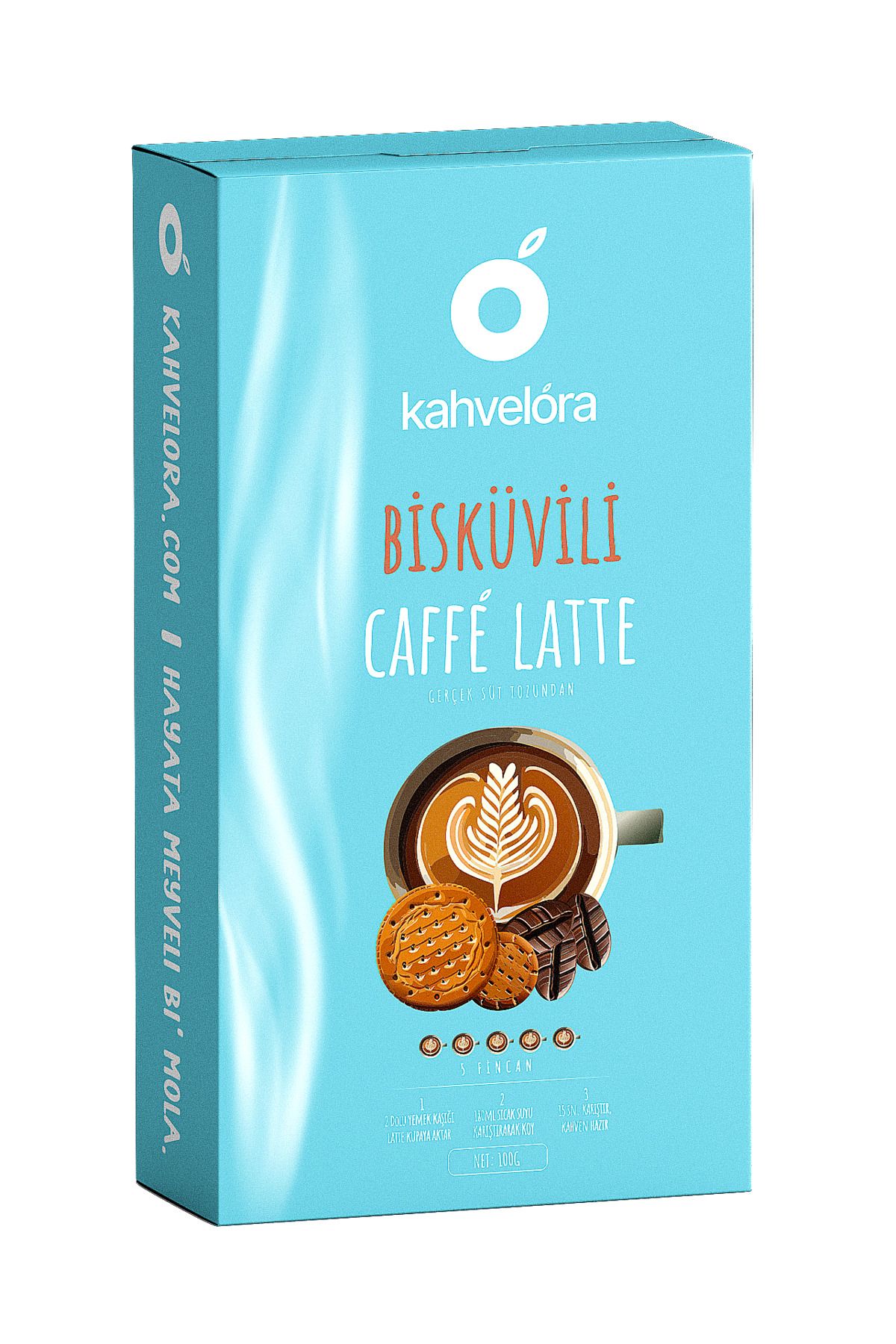 kahvelora 100g Hazır Caffe Latte Bisküvili - Sütlü Köpüklü Bardakta Karıştır Hazır