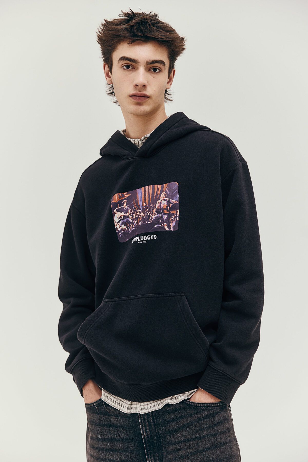 سویشرت مشکی مردانه بالا اورجینال H M H&M