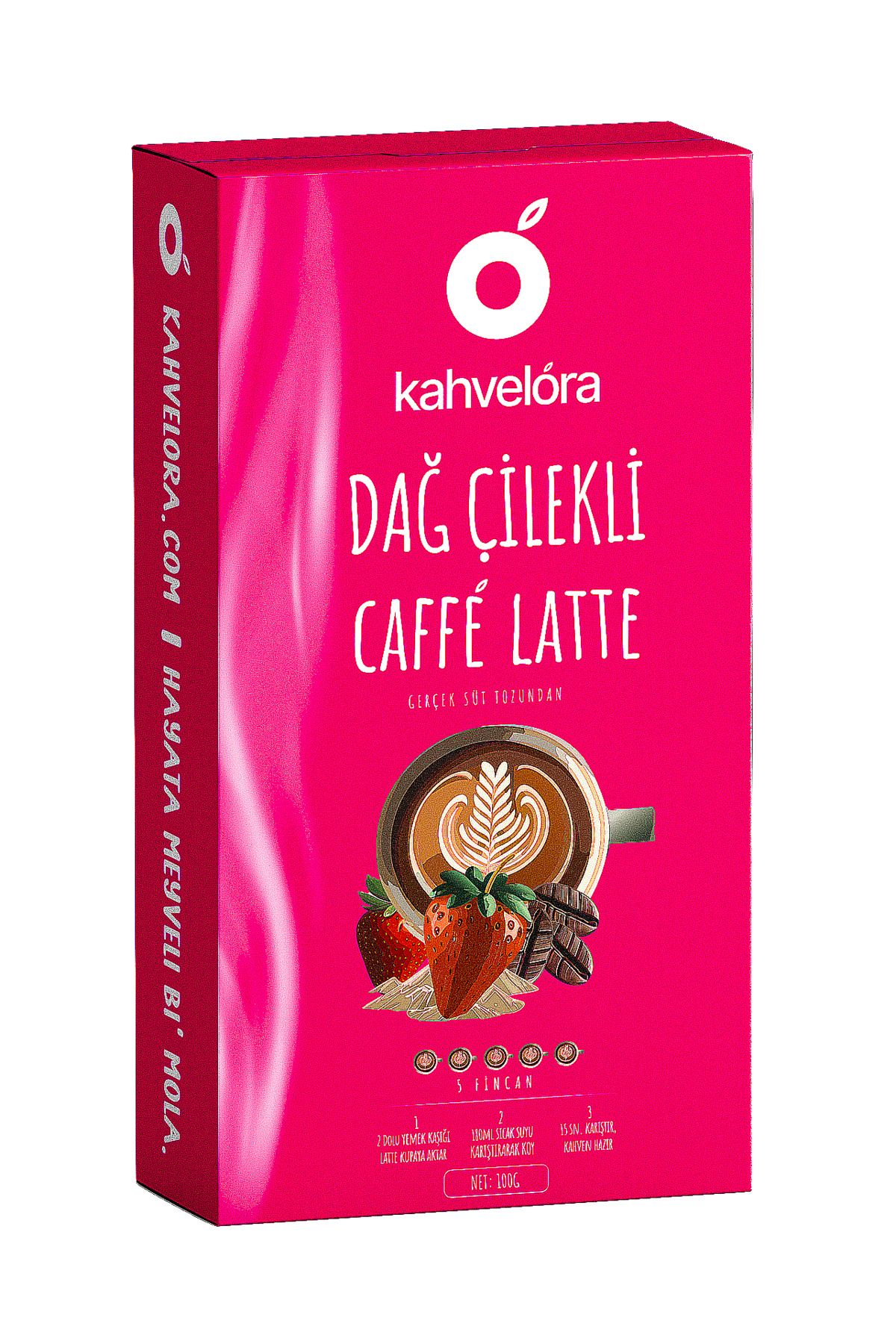 kahvelora 100g Hazır Caffe Latte Dağ Çilekli - Sütlü Köpüklü Bardakta Karıştır Hazır