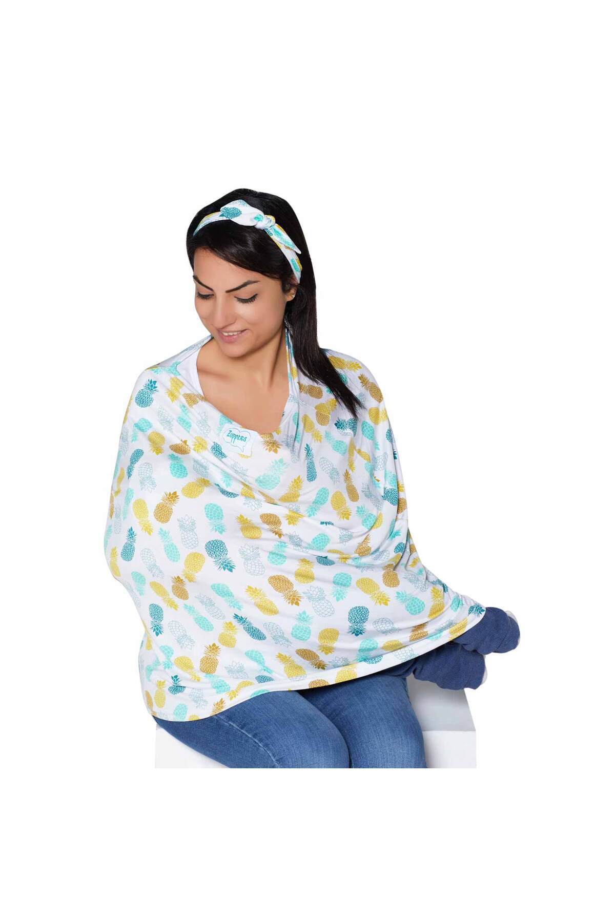 Zuppers Fonksiyonel Puset Ve Emzirme Örtüsü - Ananas -Kese Çanta Hediyeli fotoğrafı 3 (önizleme)