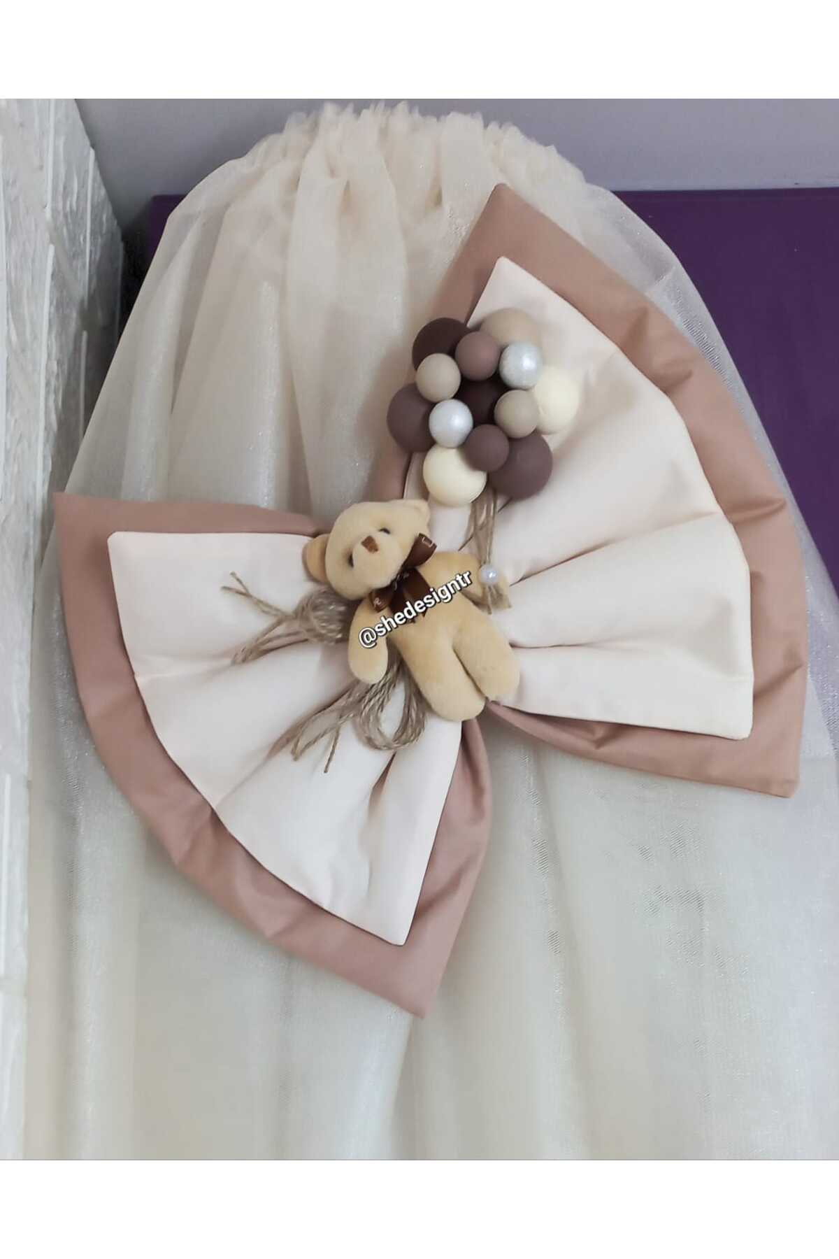 s'he design organizasyon Küvöz Eteği Ve Ayak Ucu Fiyonk Seti /Kız Bebek Hastane Odası Süsleme /Beşik Süsleme fotoğrafı 2 (önizleme)