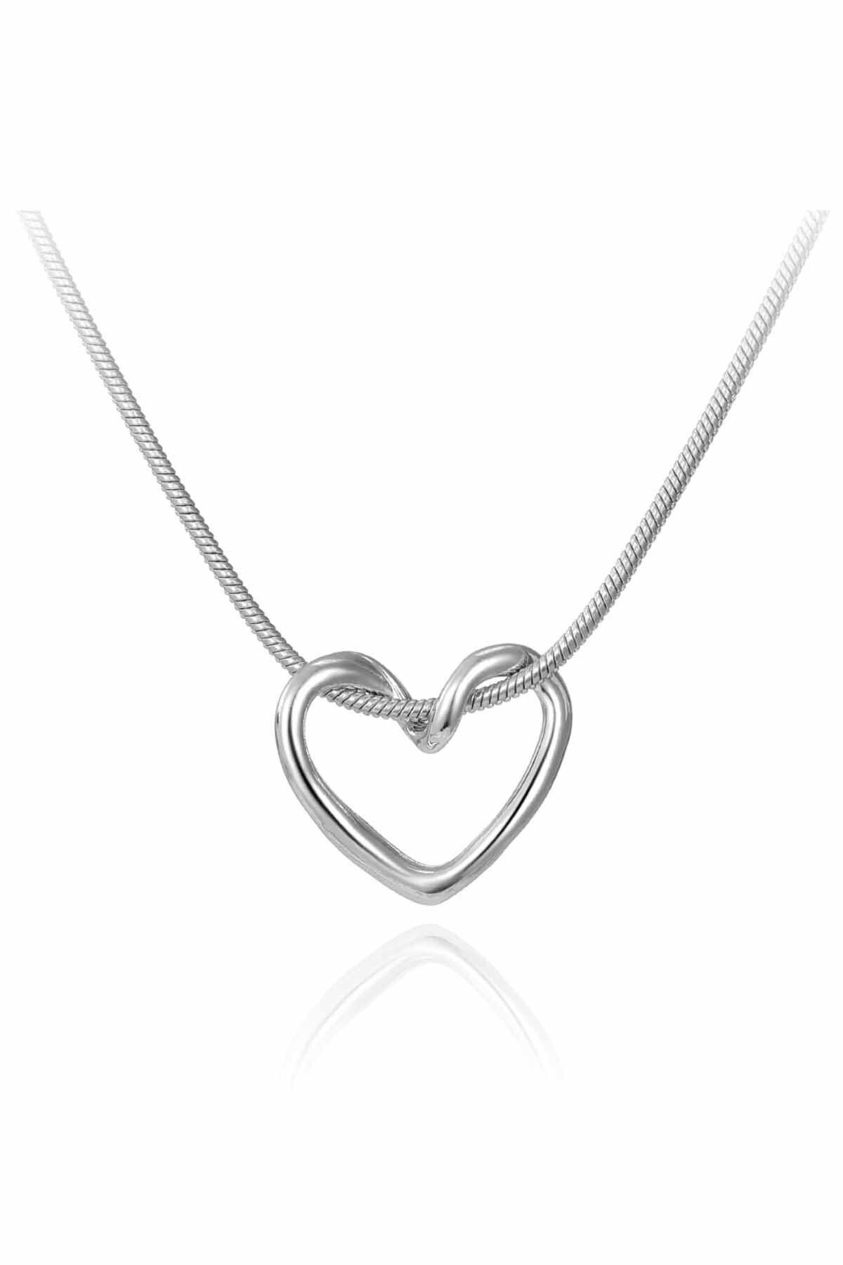 TREND COLLECTİON-Women's Stainless Steel Silver Italian Chain Knot Heart Necklace (Lovery Necklace) 3