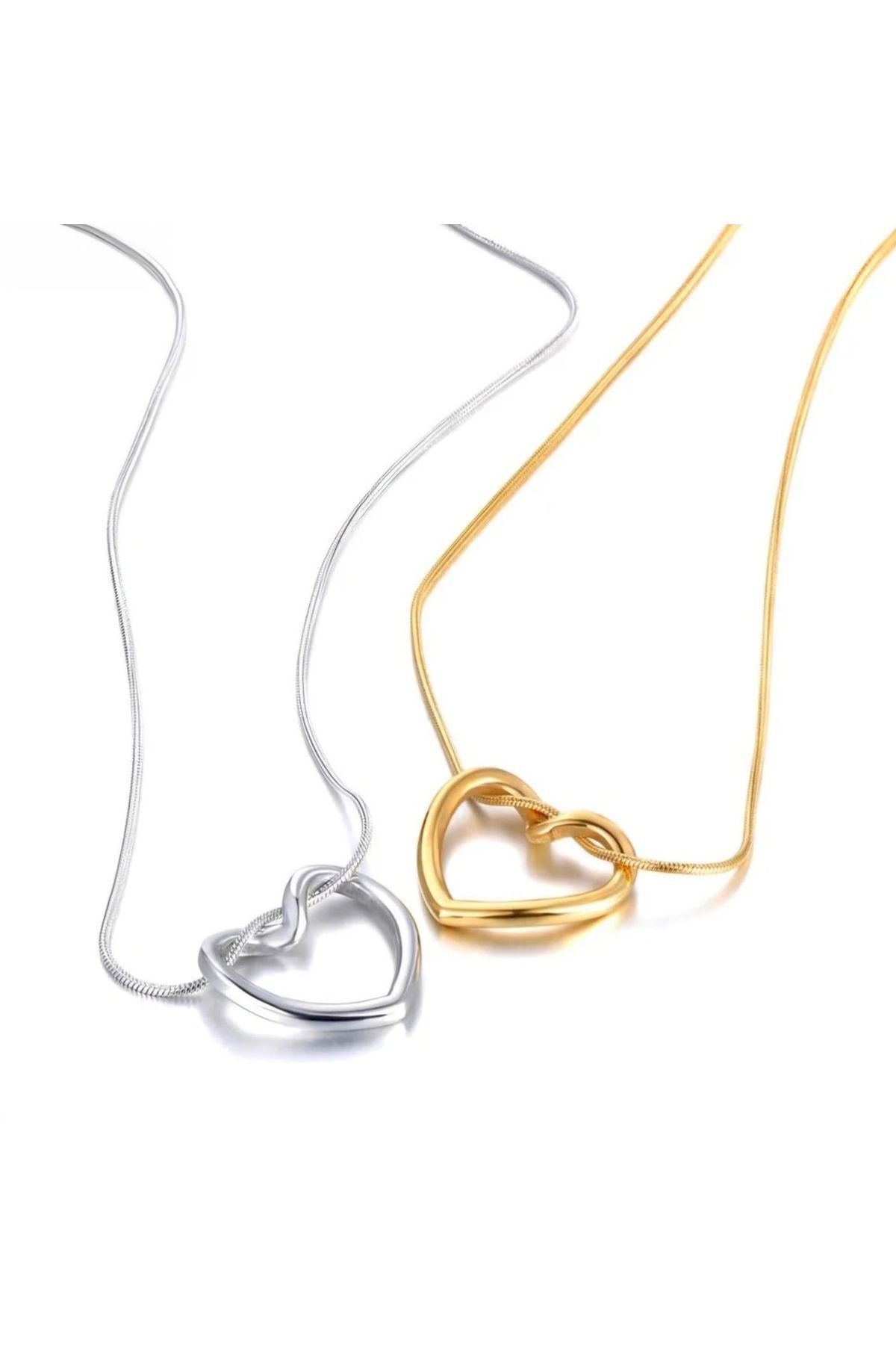 TREND COLLECTİON-Women's Stainless Steel Silver Italian Chain Knot Heart Necklace (Lovery Necklace) 6