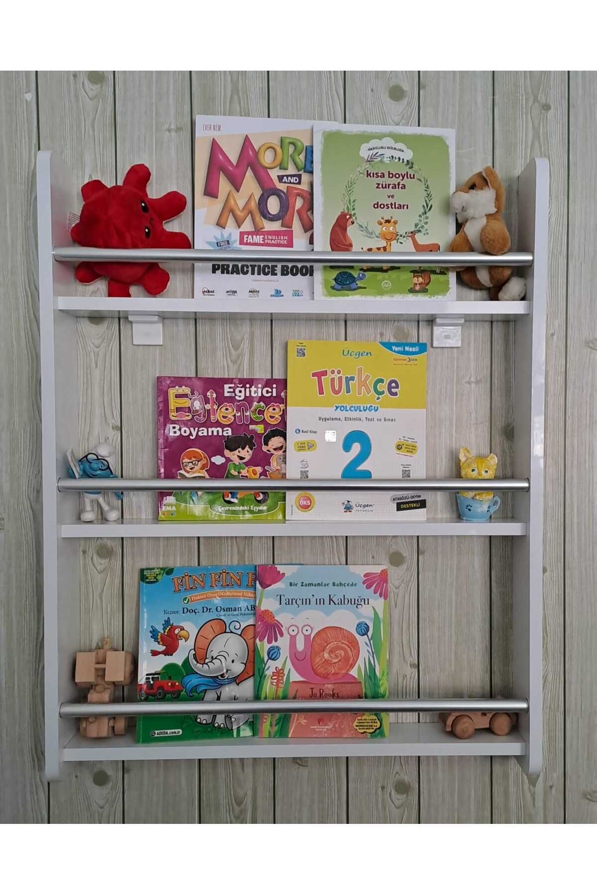 BRR STORE BERRA Serisi 3 Raflı Montessori Kitaplık - Çocuk Odası Kitaplık