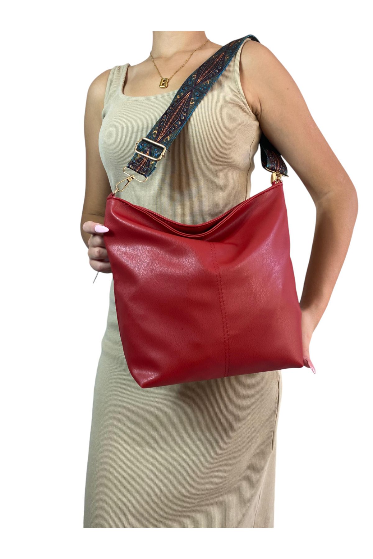 Gloria-Settems Column Strap Red Women's Shoulder Bag Accessory 3