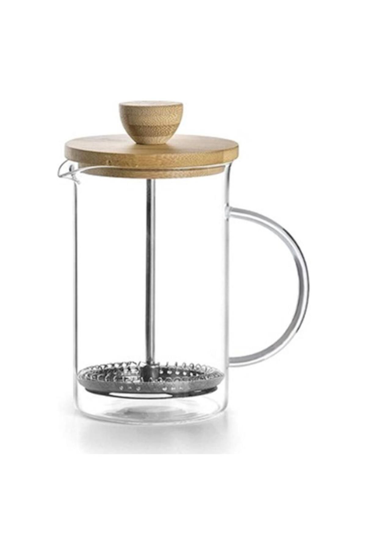 Kenpool Bambu Kapaklı Cam Bitki Çay Kahve French Press 350 ml