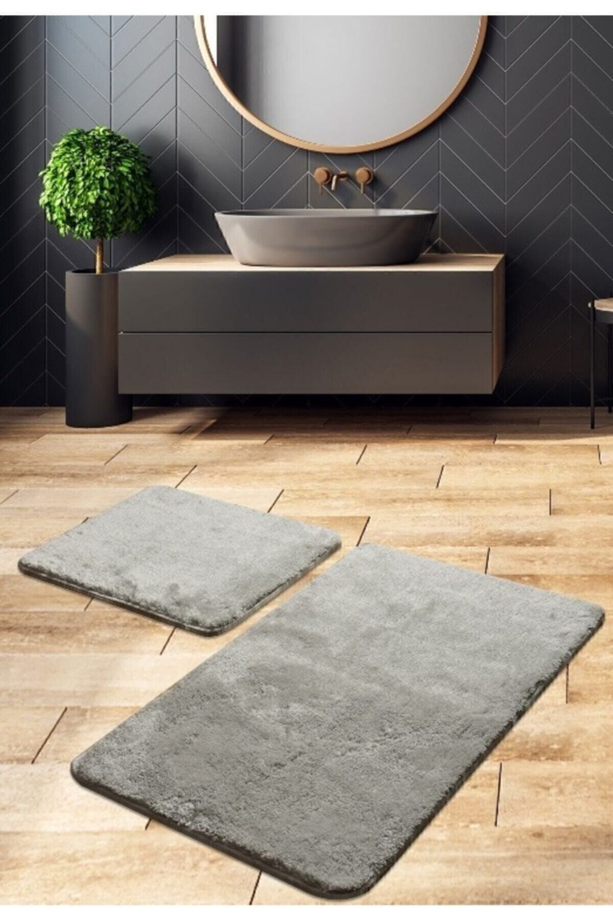 Sarar A Kalite 2'li Büyük Xl Boy Banyo Takımı(75X120)(75X50) Gri