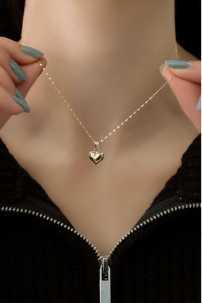 aytekgold Aynalı Kalp Kolye 14 Ayar