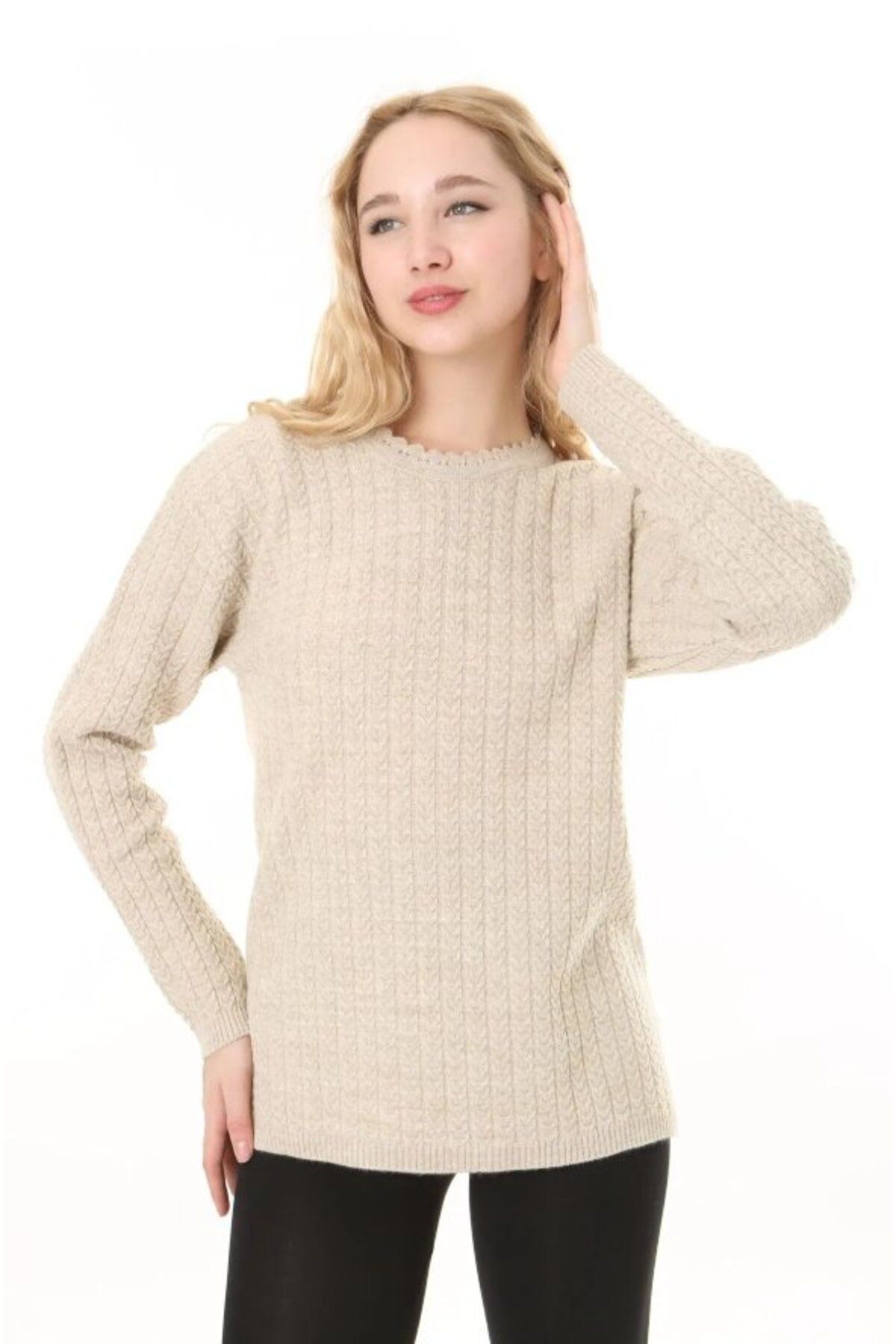Fresh&Moda Păr De Damă Tricotat Mother Knitwear Pulover De Lână De Iarnă Femeie - M