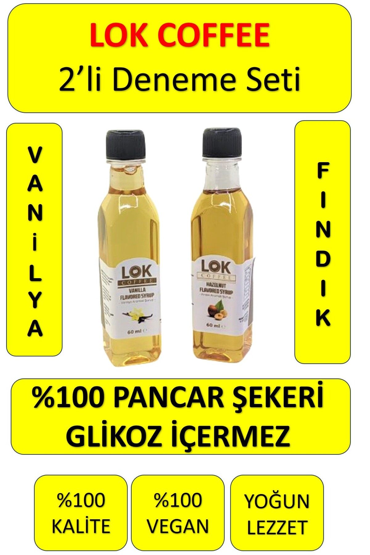 LOK COFFEE Lok Coffe 60 ml Kahve Şurubu %100 Pancar Şekerli 2'li Deneme Seti-1