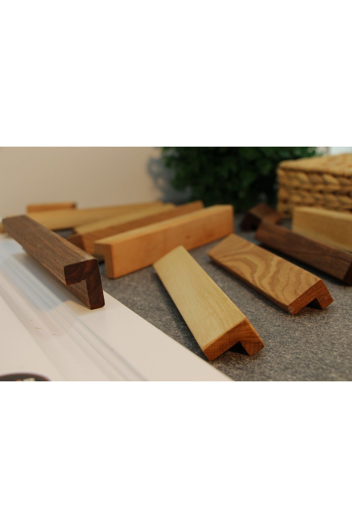 lazzir handle-Wooden Extra Cornered L - Cabinet Handle Drawer (256 Mm, Walnut Color) 5