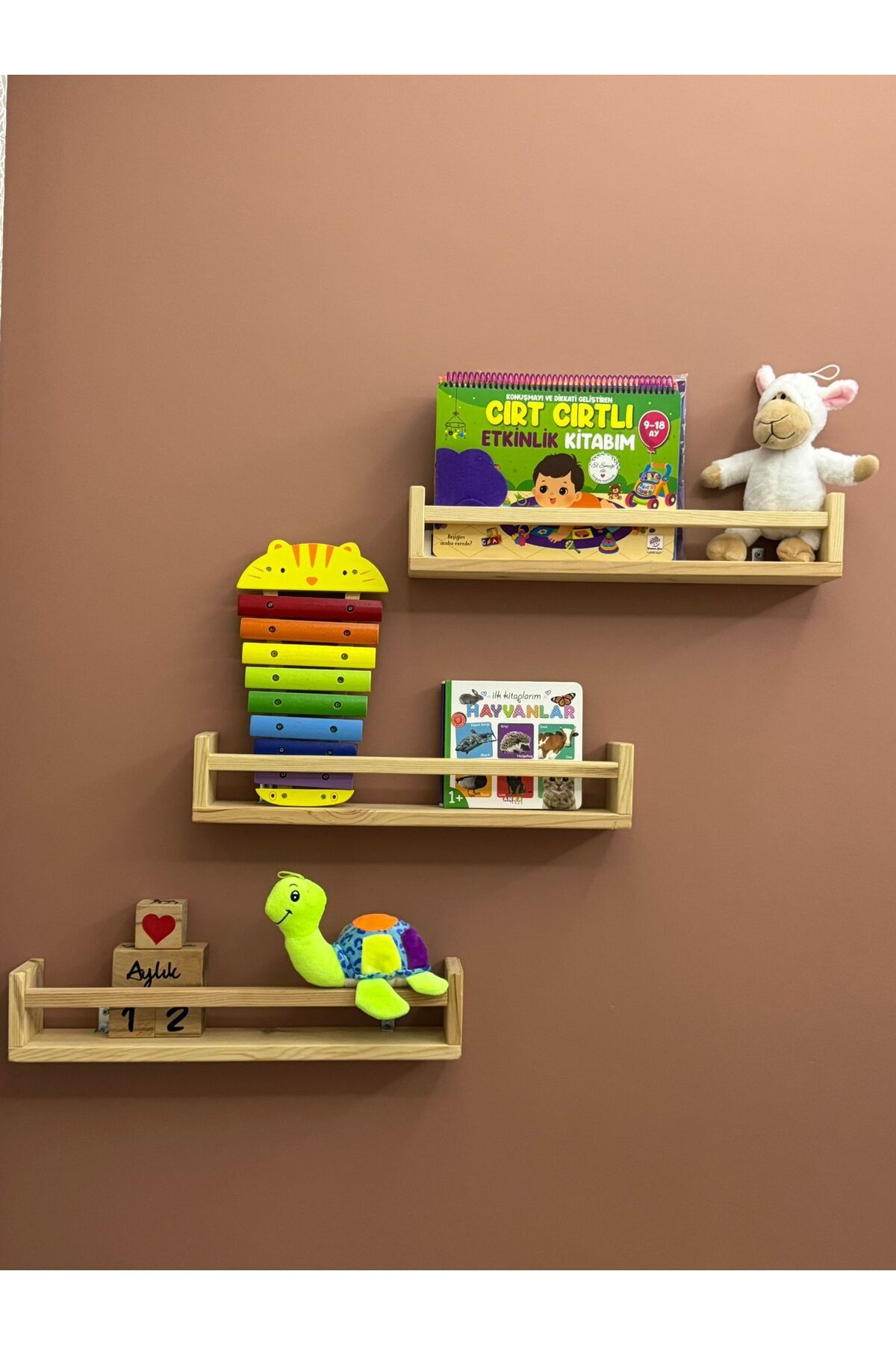 Efur home montessori kitaplık çocuk bebek odası raf