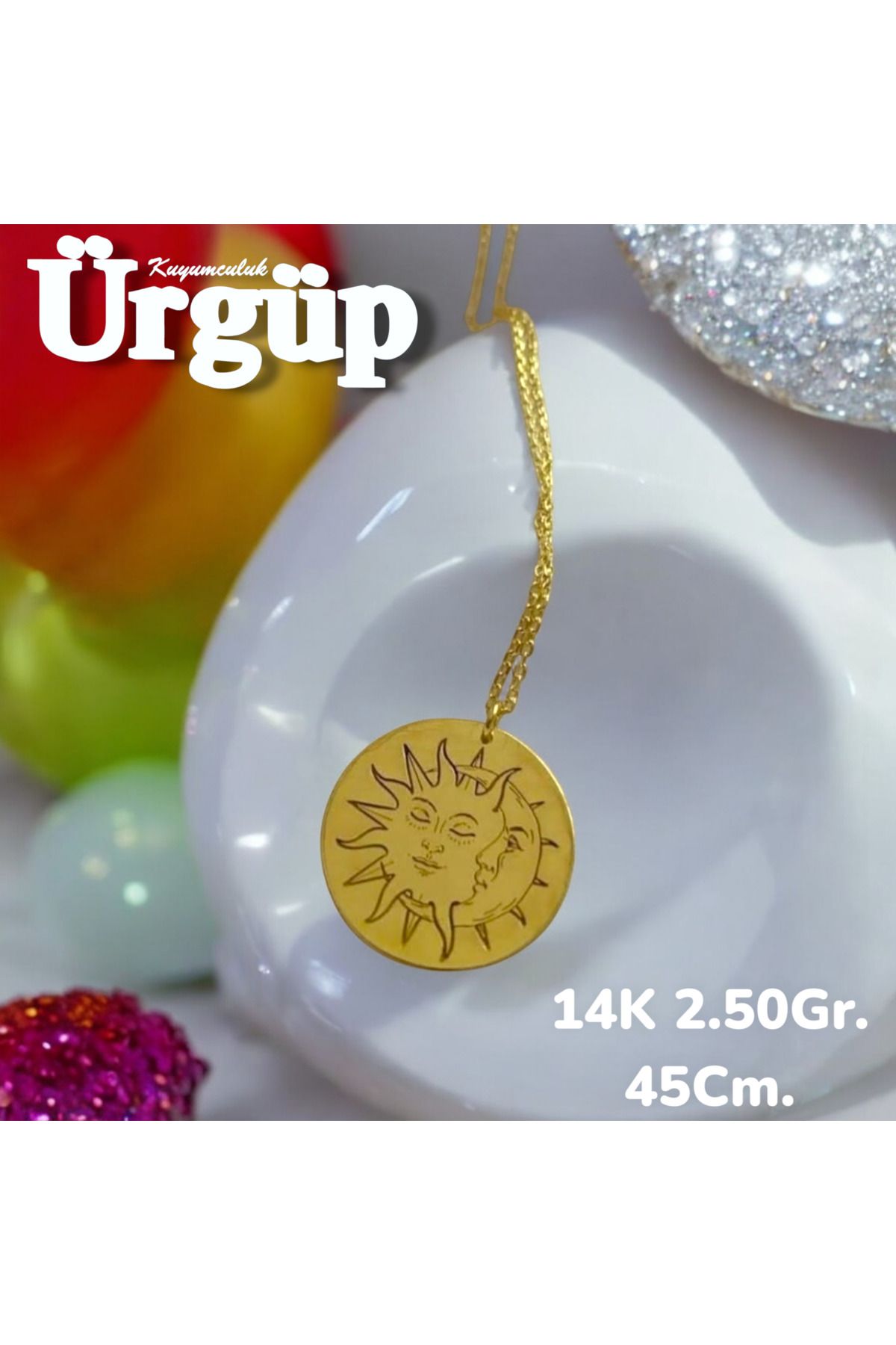 ÜRGÜP TAKI 14AYAR 2.50Gram Altın Güneş ve Ay Kolye