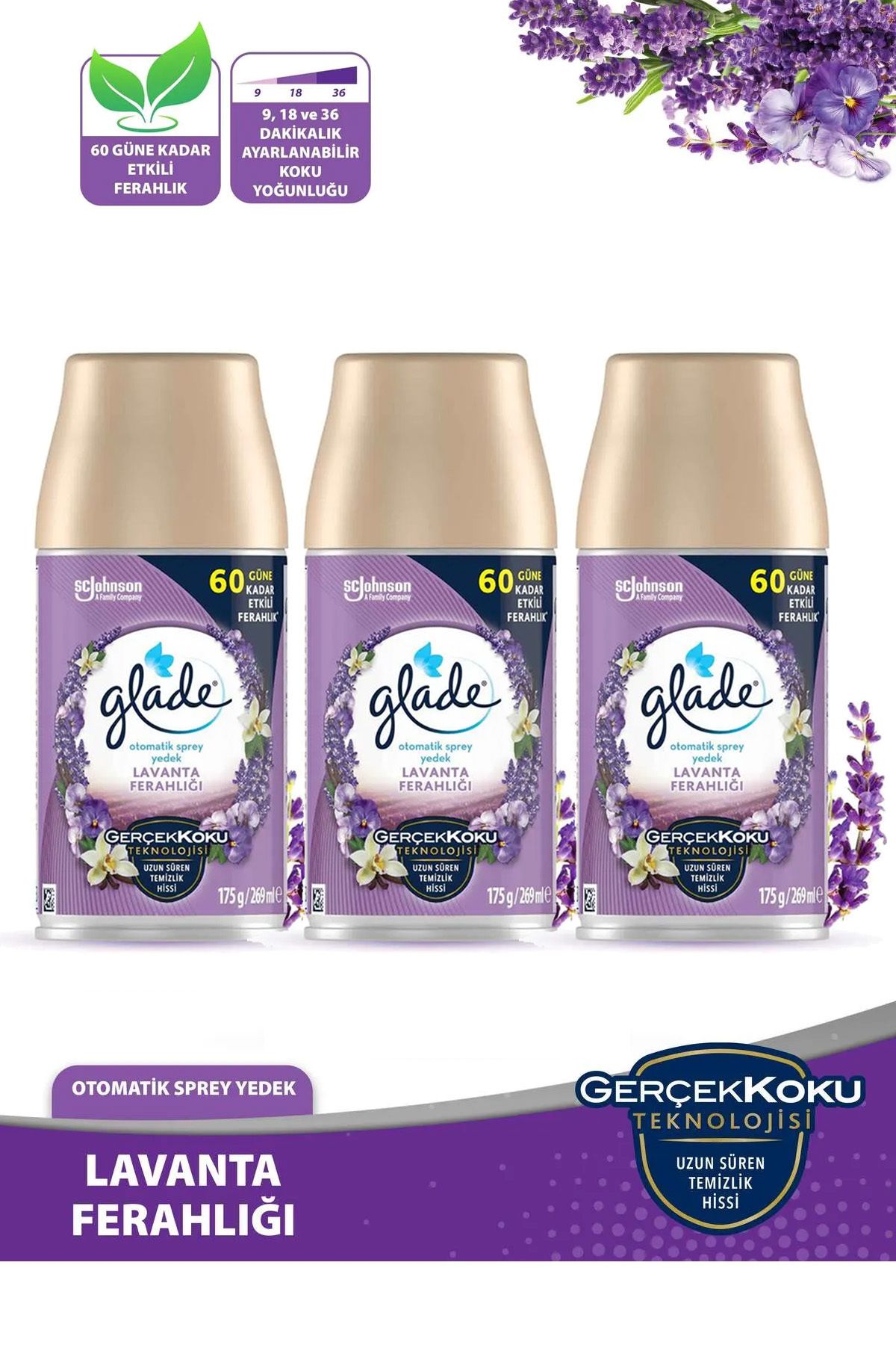 Glade Oda Kokusu Yedek Sprey Lavanta 3 x 269 ml./175gr.