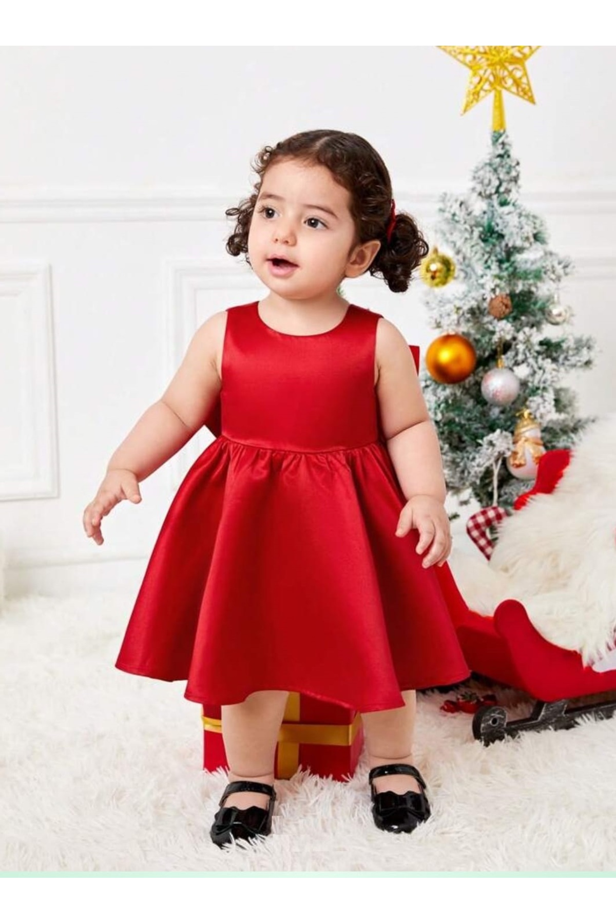 HSNLİFE Kız Bebek Elbise Melek Modeli Saten Yılbaşı Doğum Günü Elbise fotoğrafı 5 (önizleme)