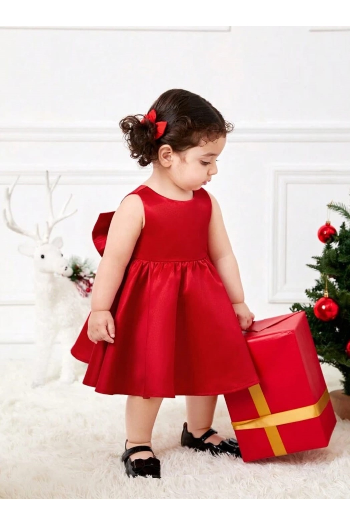 HSNLİFE Kız Bebek Elbise Melek Modeli Saten Yılbaşı Doğum Günü Elbise fotoğrafı 4 (önizleme)