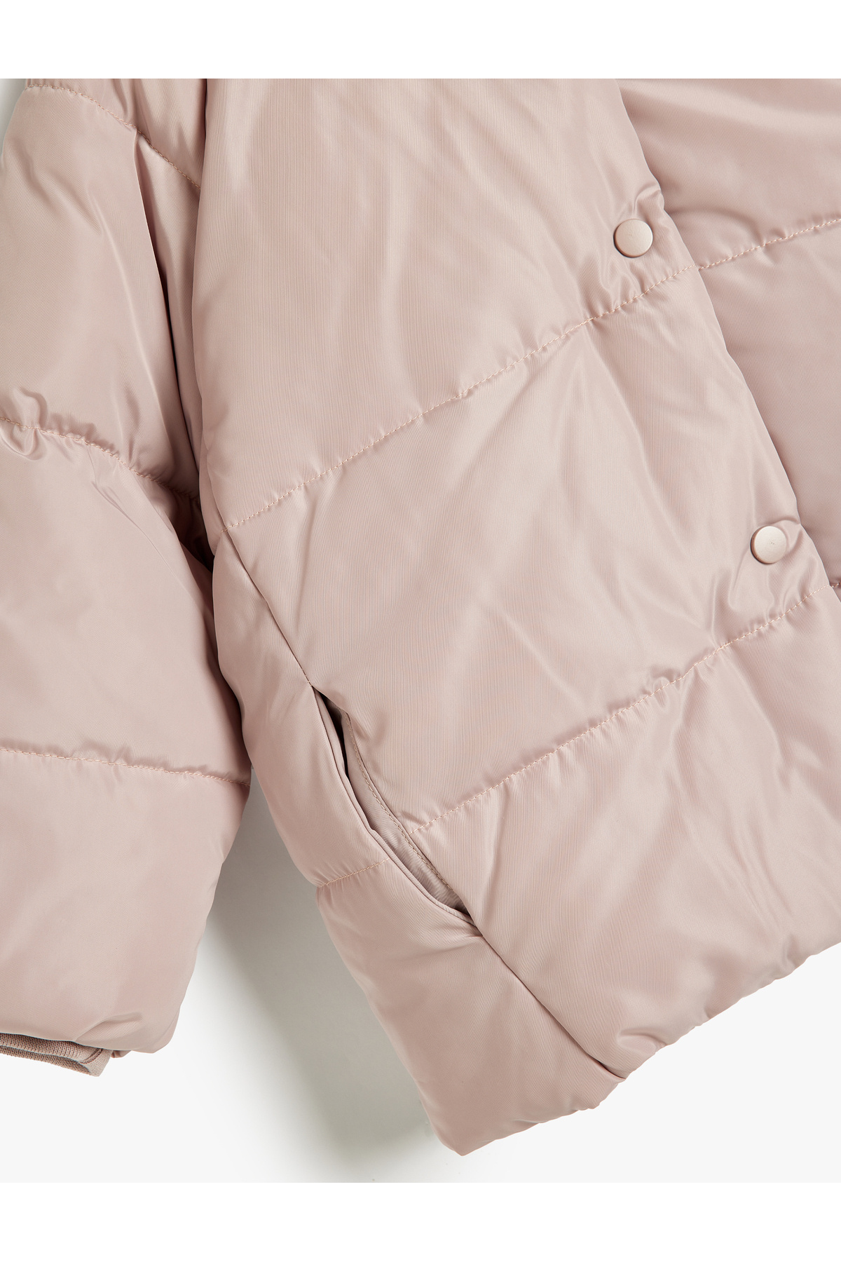 Koton Kapşonlu Şişme Mont Peluş Detaylı Fermuarlı Cepli fotoğrafı 4 (önizleme)