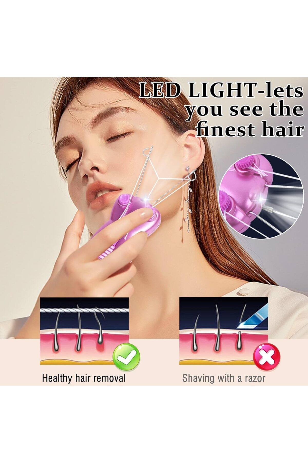 Arabest-Facial Threading Hair Removal for Women Electric Ladies Hair Remover,Automatic for Fine Hairs Body 8