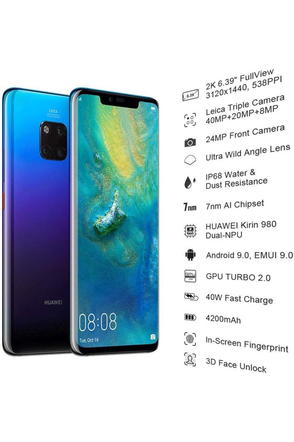 Huawei-Mate 20 Pro Dual SIM 128GB 6GB RAM 4G LTE - Twilight 2