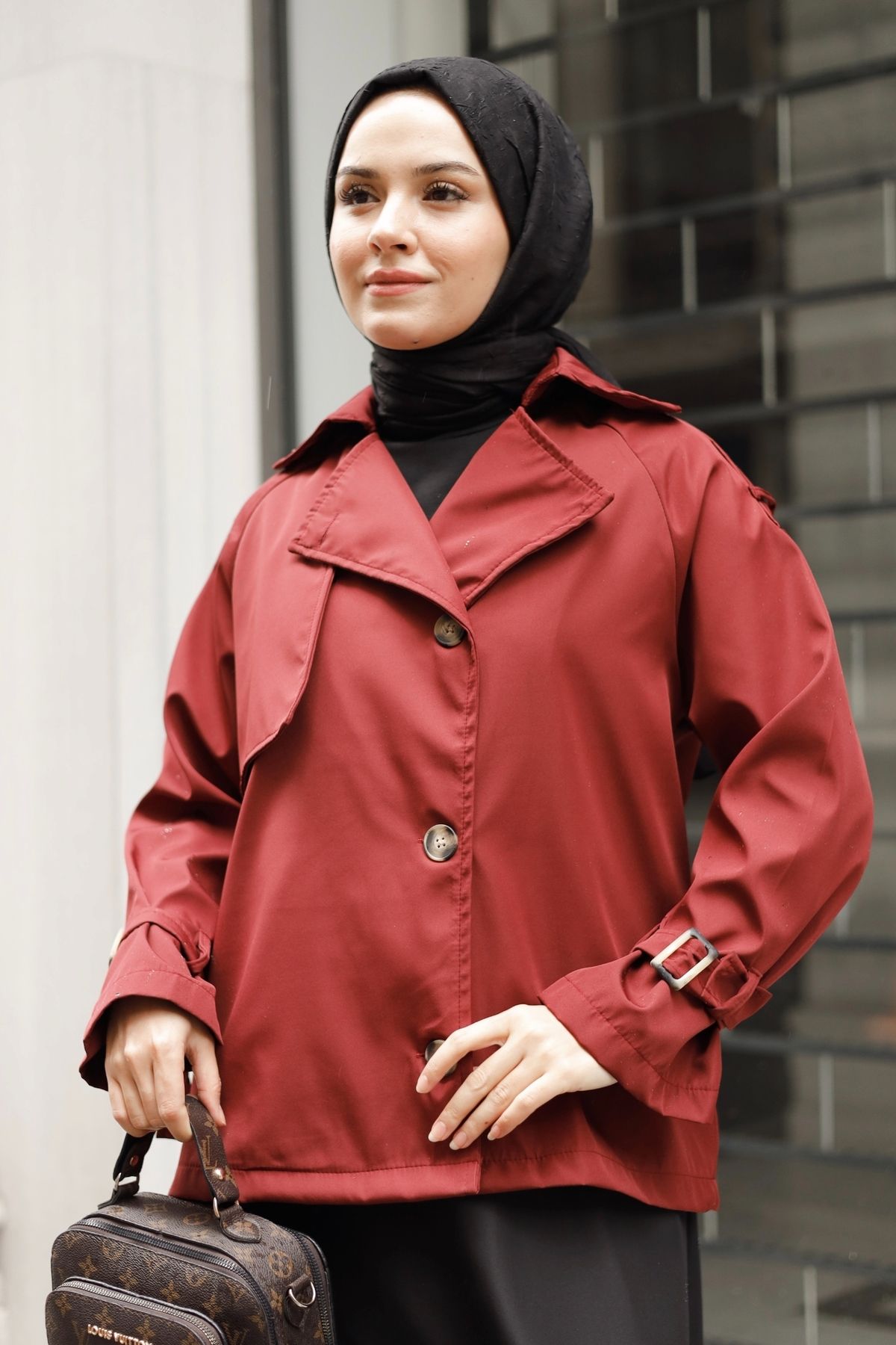 Gizce-Elçin Red Trench Coat 5