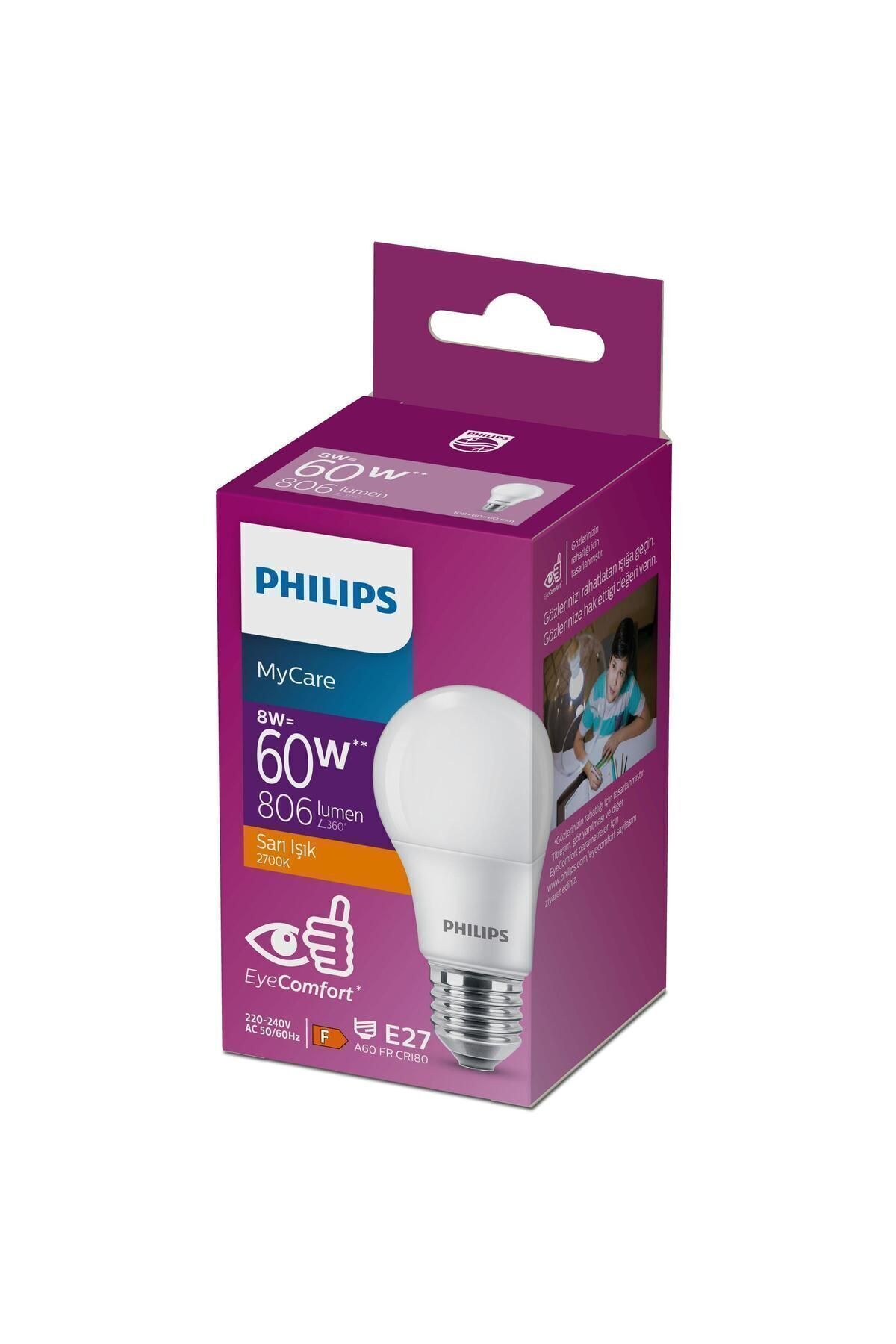 Philips Led 8-60w Ampul 2700k Sarı Işık 12li