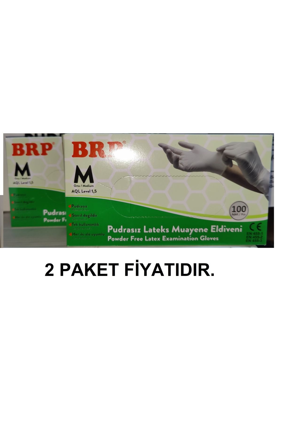 BRP Pudrasız Lateks Muayene Eldiveni 2 Paket M Beden 100 Lü Paket (2 PAKET FİYATIDIR.)