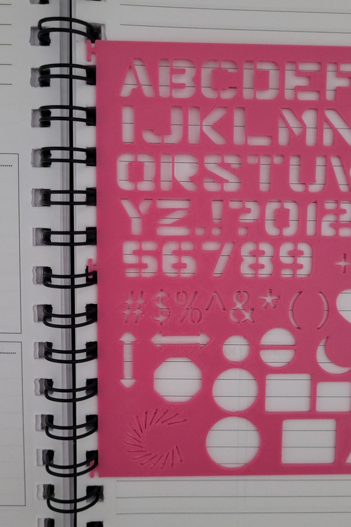 Karmelom Studio-Spiral Notebook Compatible Alphabet and Shapes Template Ruler 4