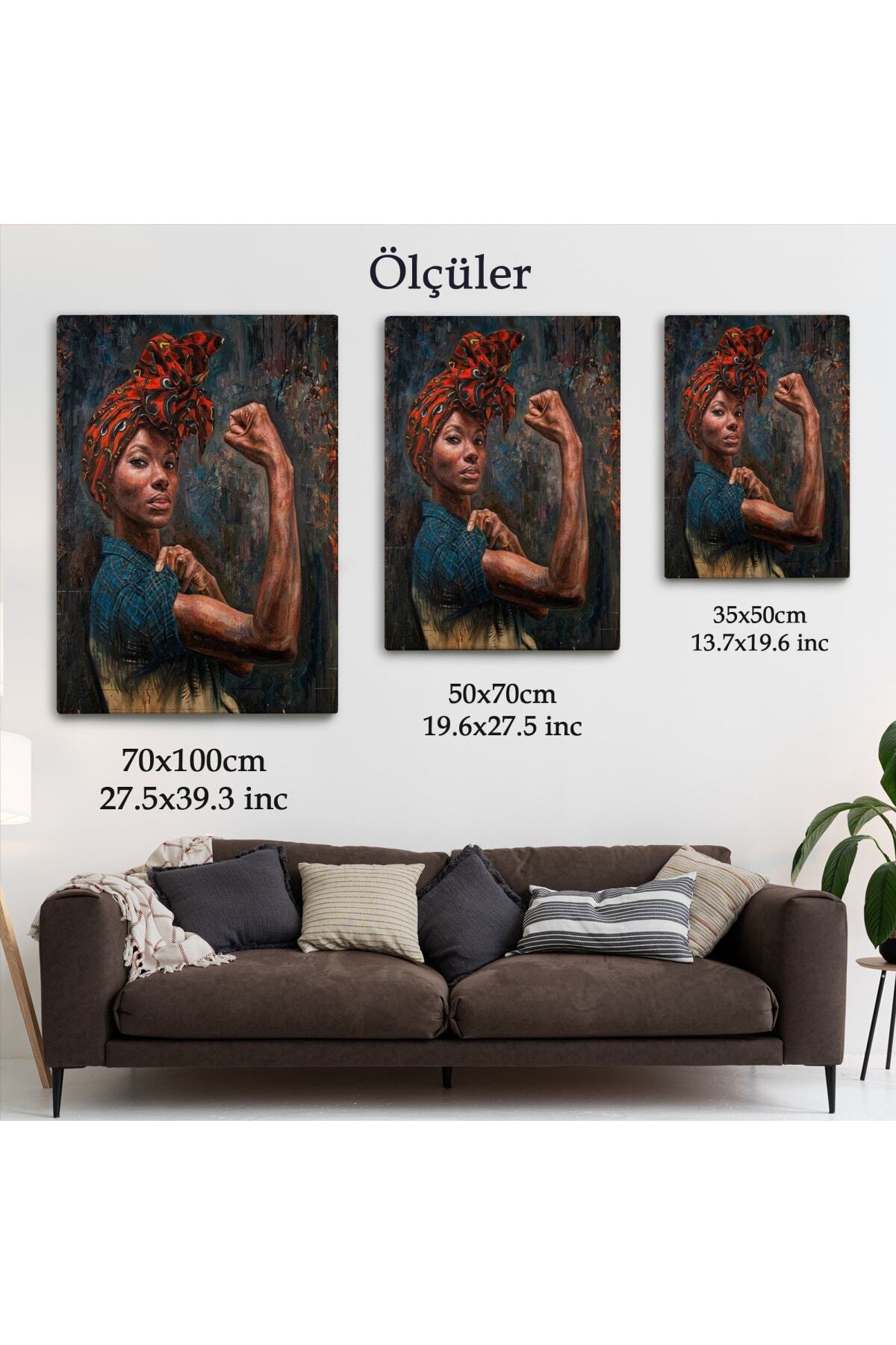 Güçlü Siyah Kadın, Hippi Tarzı Kızlar Güç Feminist Kanvas Tablo görsel 6