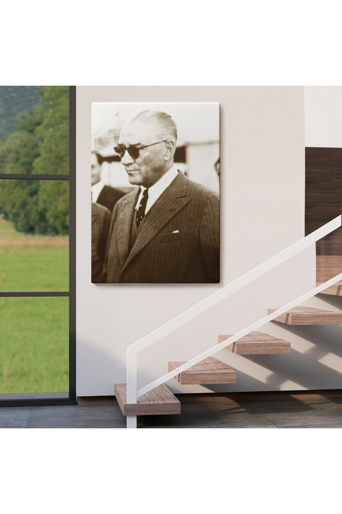 Atatürk Portre Tablosu Mustafa Kemal Atatürk Dikdörtgen Dekoratif Kanvas Tablo-7 görsel 4