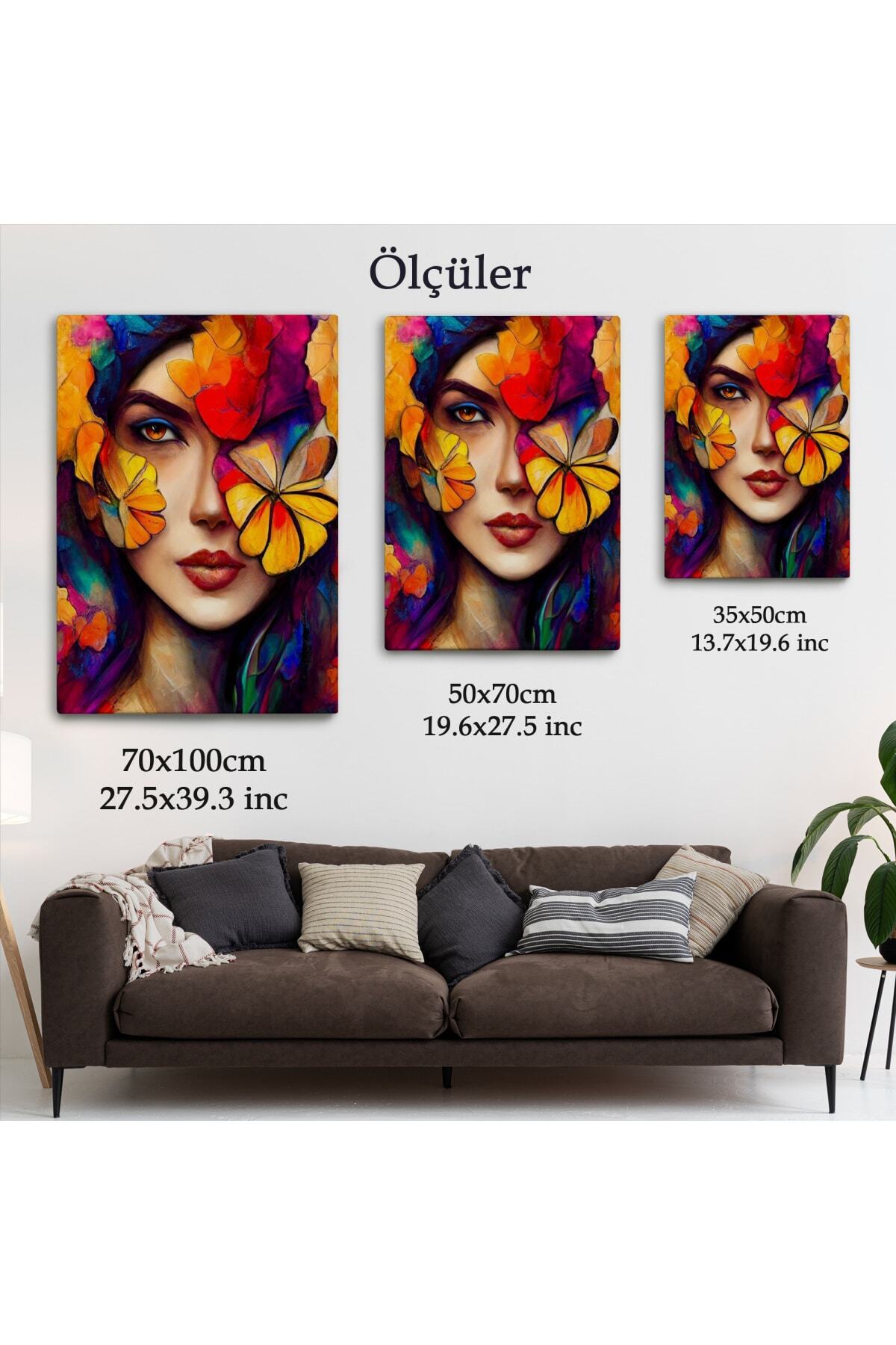 Çiçek Ve Kadın Temalı Dekoratif Duvar Tablosu görsel 5