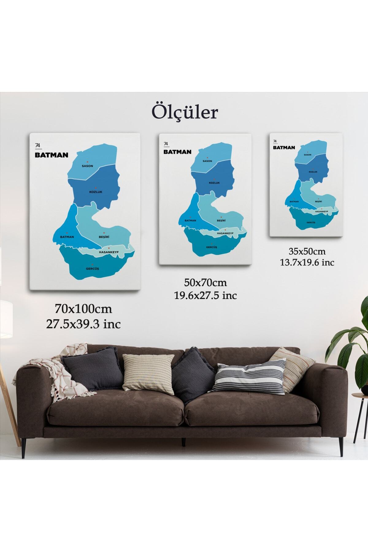 Batman Ili Ve Ilçeler Haritası Dekoratif Kanvas Tablo görsel 5
