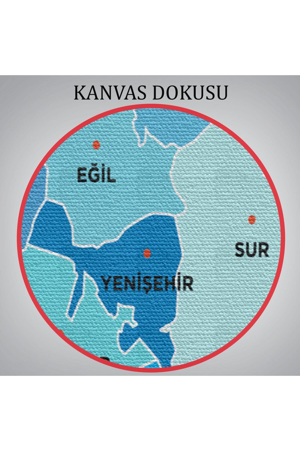 Diyarbakır Ili Ve Ilçeler Haritası Dekoratif Kanvas Tablo görsel 6