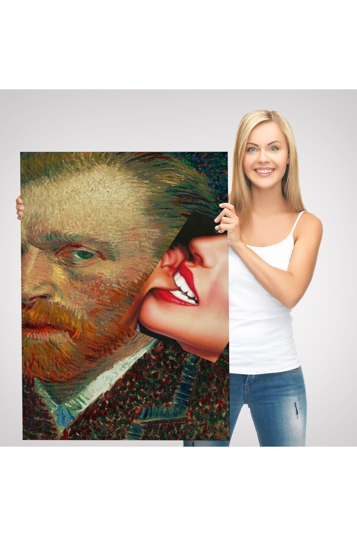 Vincent Van Gogh Kulağını Isıran Kadın Pop Art Kanvas Tablo görsel 3