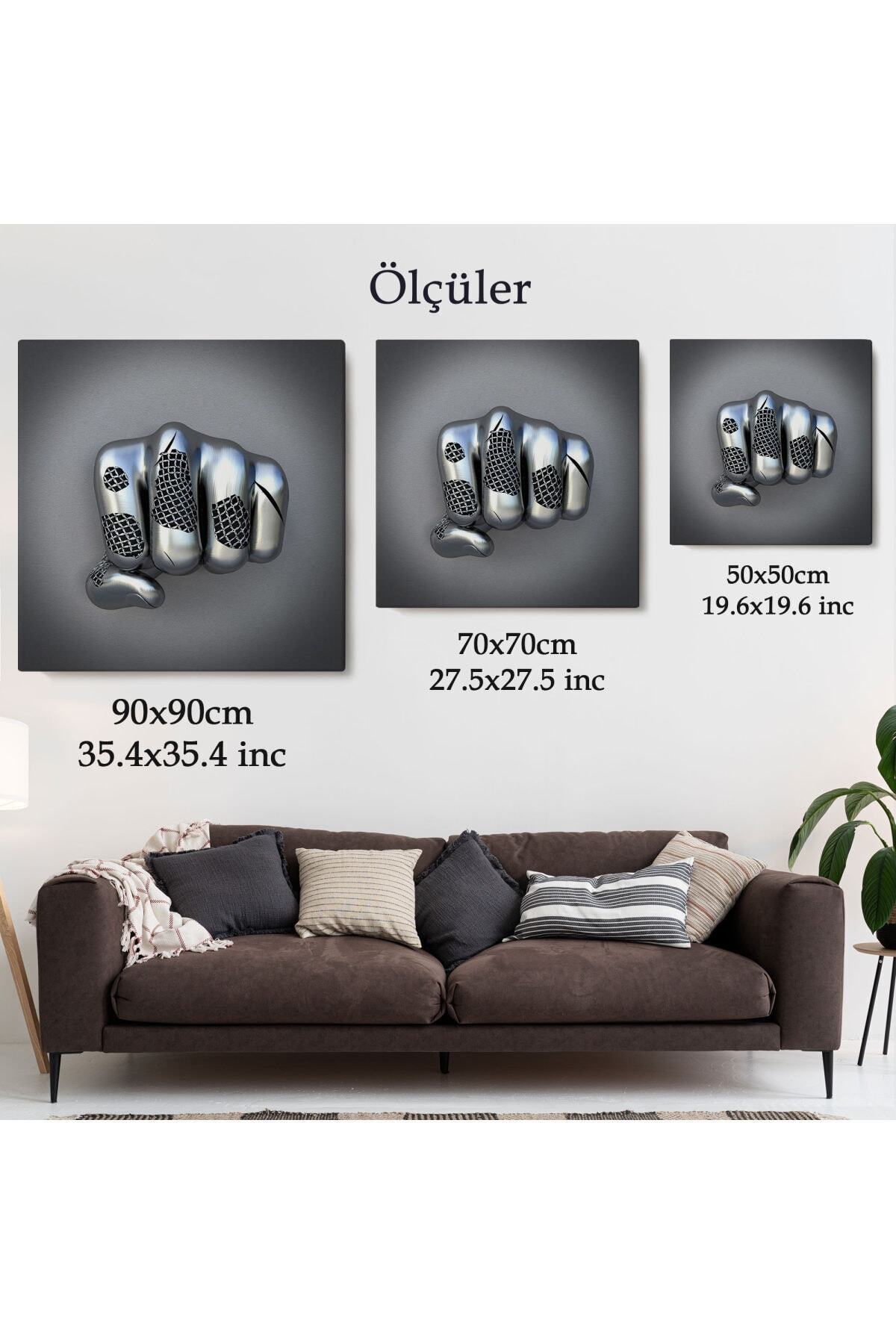 Çerçeveli Metalik 3D Efektli Modern Kanvas Tablo görsel 6