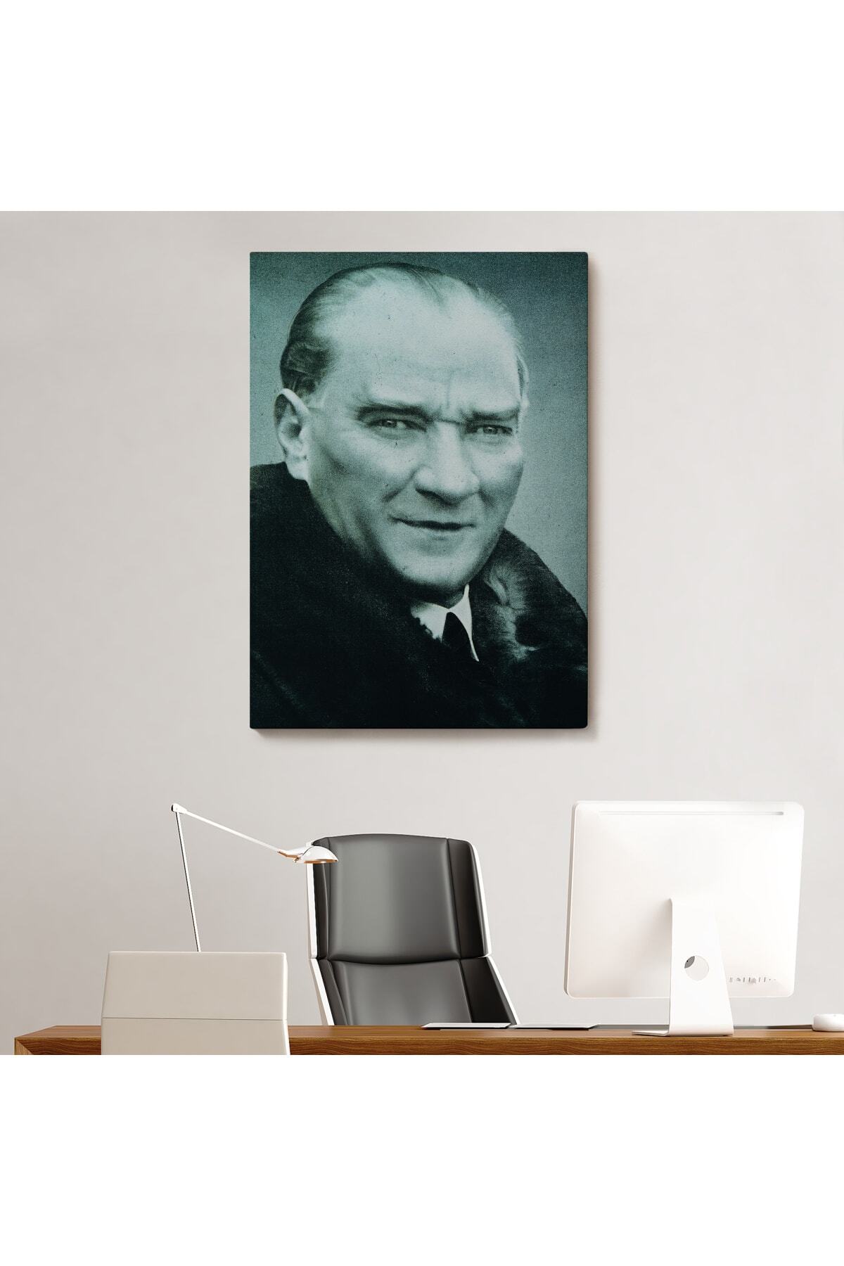 Atatürk Portre Tablosu Mustafa Kemal Atatürk Dikdörtgen Dekoratif Kanvas Tablo-10 görsel 7