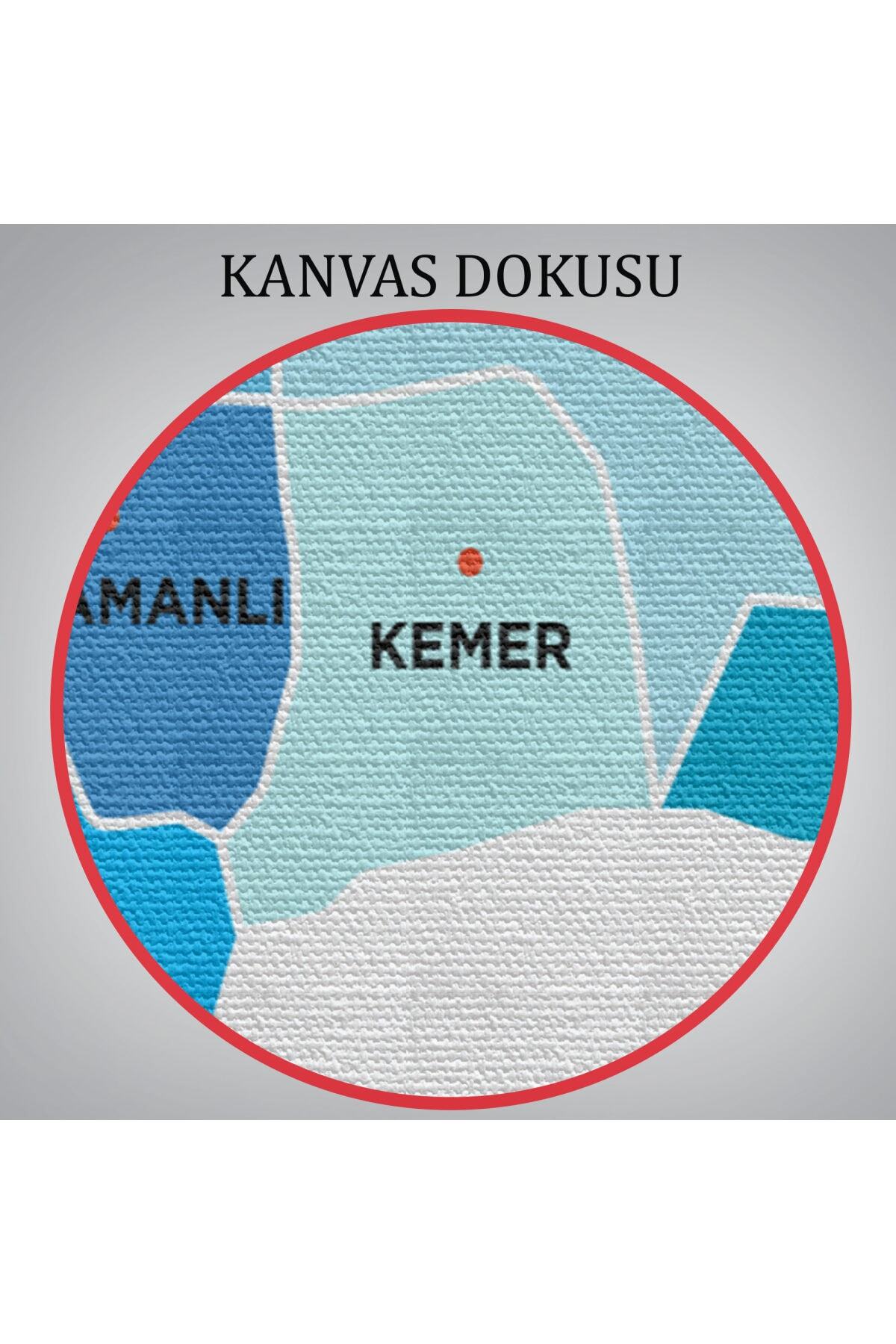 Burdur Ili Ve Ilçeler Haritası Dekoratif Kanvas Tablo-1 görsel 6