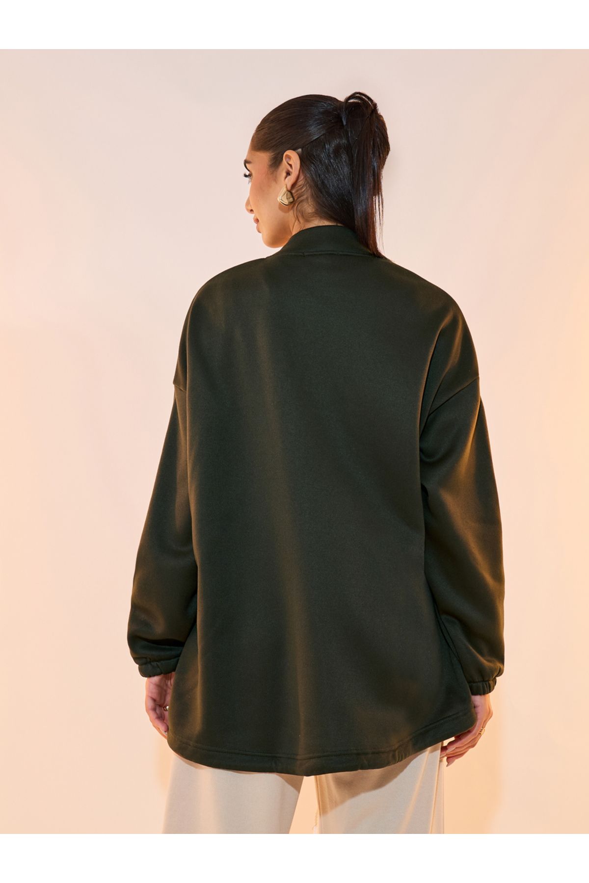 Take Two By Styli-Solid Front Zipper Drawstring Hem Jacket 5