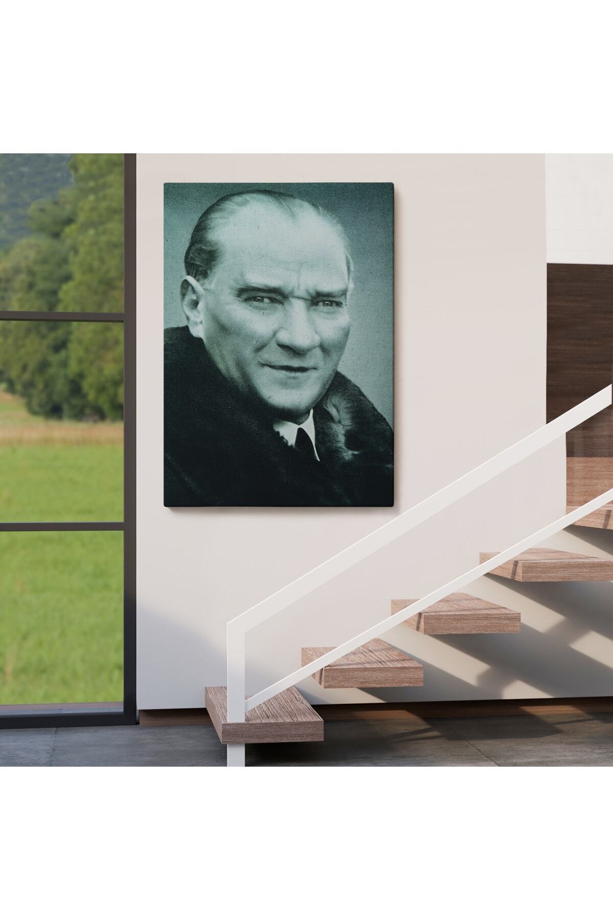 Atatürk Portre Tablosu Mustafa Kemal Atatürk Dikdörtgen Dekoratif Kanvas Tablo-10 görsel 4