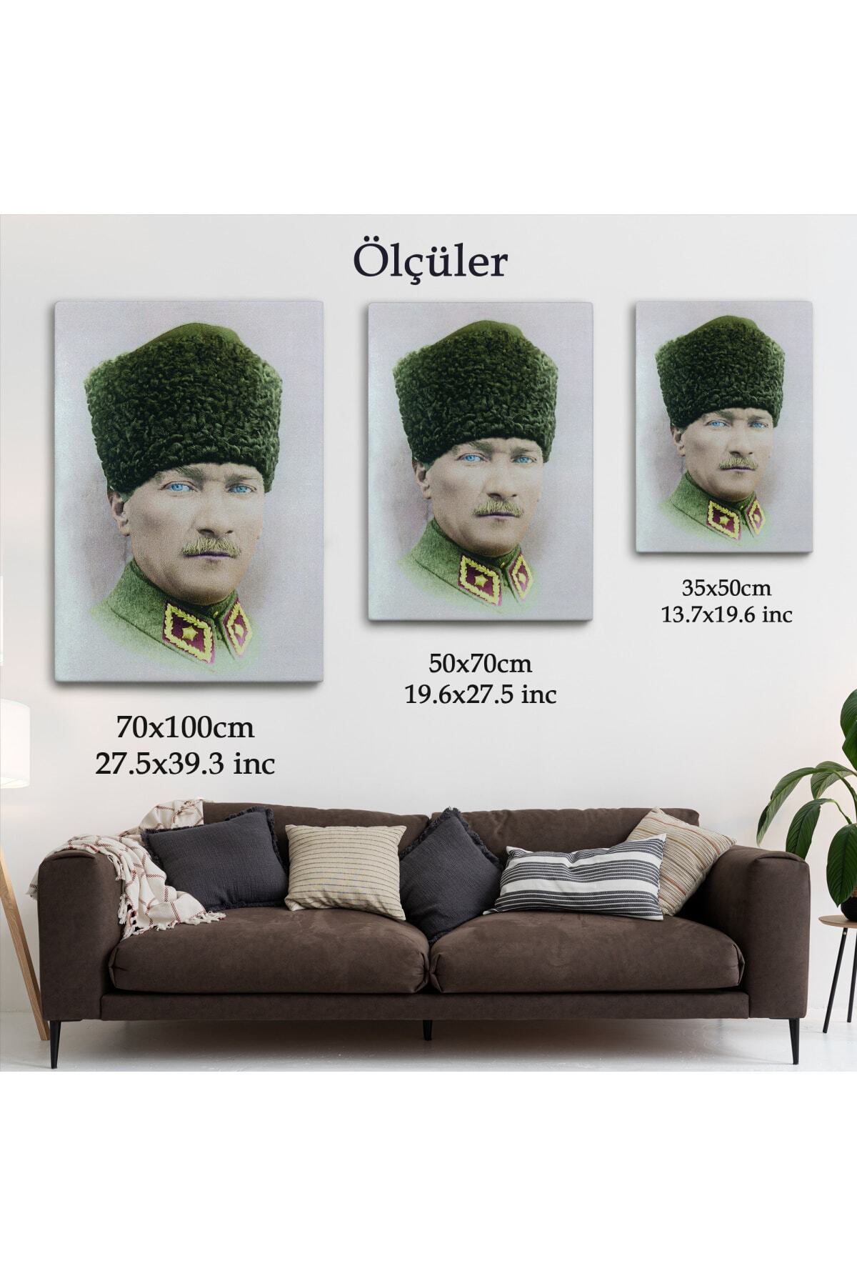 Atatürk Portre Tablosu Mustafa Kemal Atatürk Dikdörtgen Dekoratif Kanvas Tablo-9 görsel 5