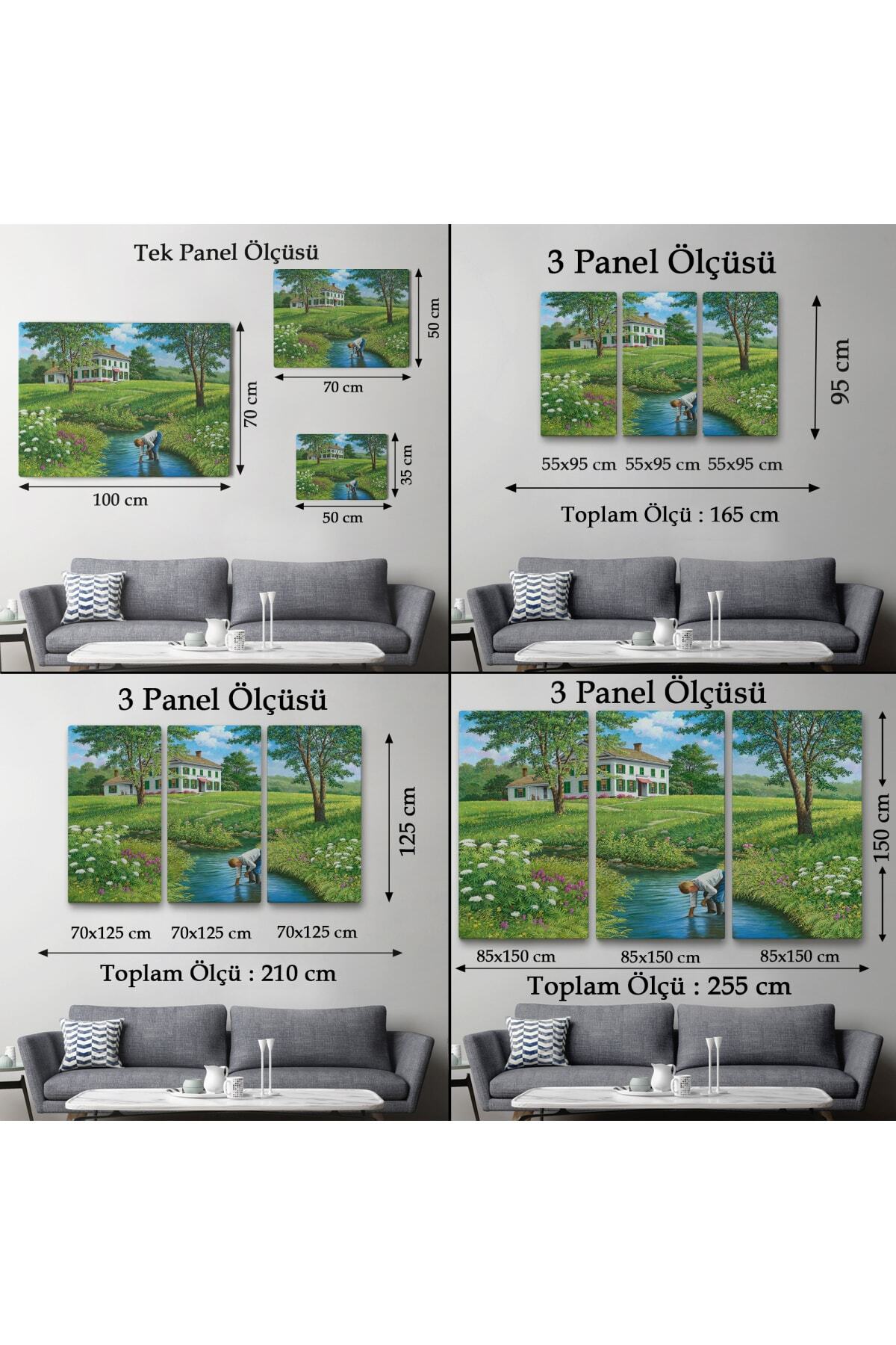 Akarsuda Oynayan Cocuk Kanvas Tablo görsel 6