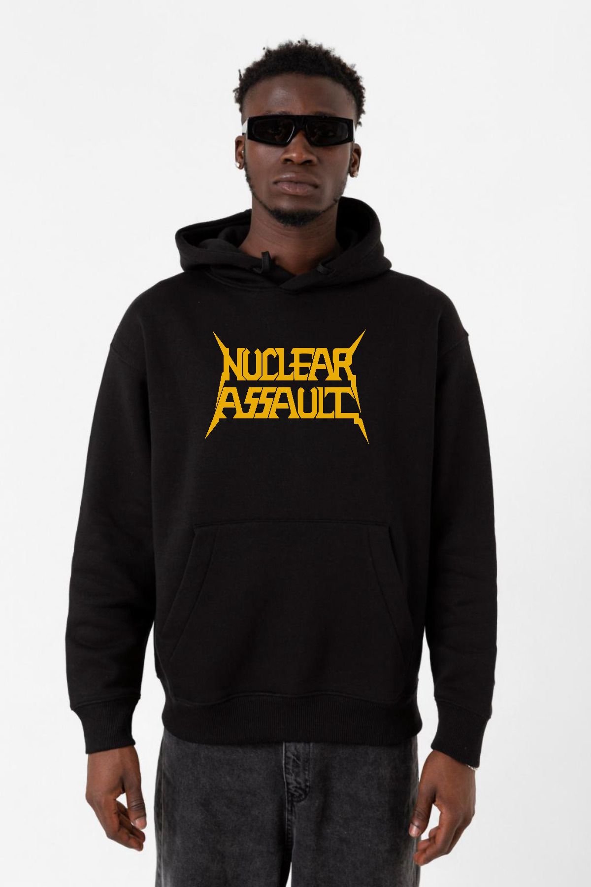 Tshirthane-Nuclear Assault Lettern Black Men's 3Ip Hooded Sweatshirt 1