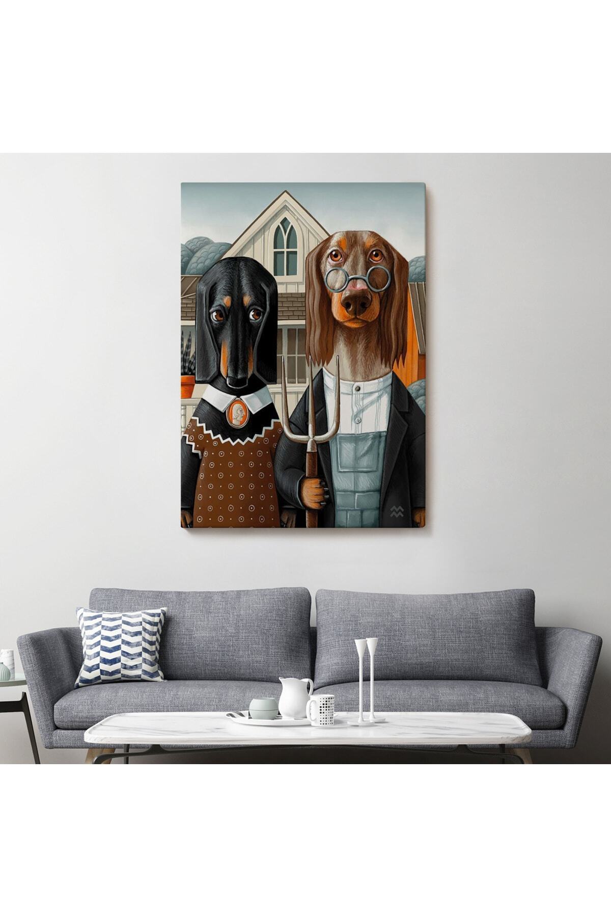 Amerikan Gotik Klasiği Köpekler Tablosu görsel 2