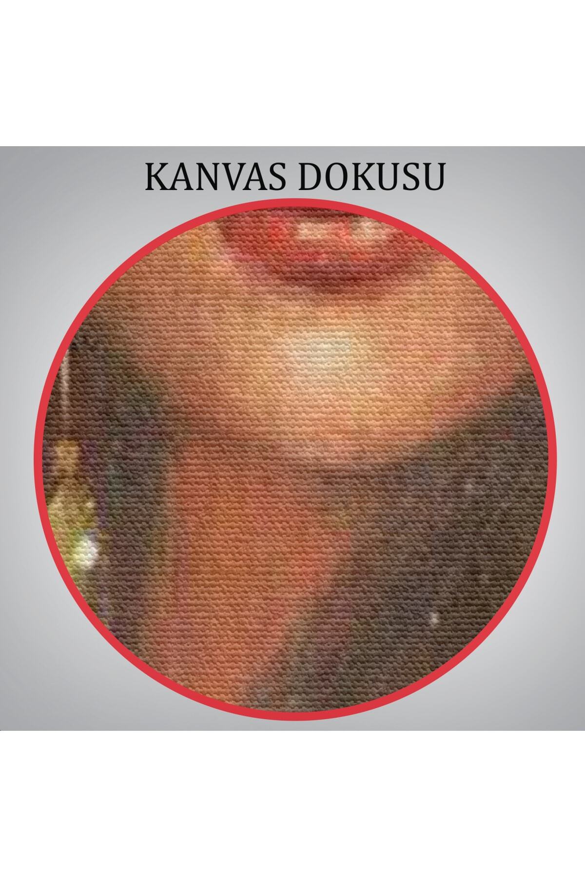 Çerçeveli Kırmızı Başörtülü Güzel Kadın Duvar Kanvas Tablosu görsel 6