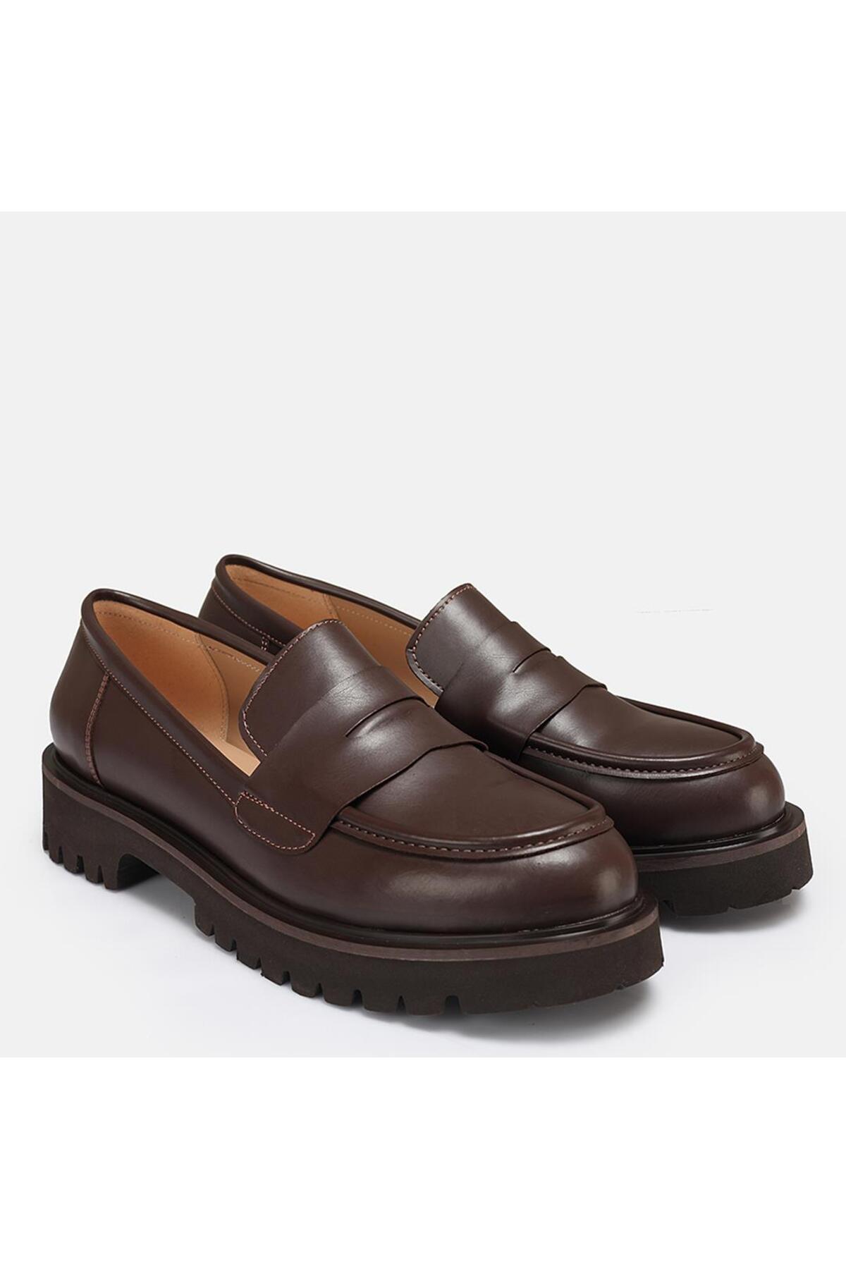 37Numara  BÜYÜK NUMARA KADIN KALIN TABAN LOAFER-41-42-43-44 KAHVE CİLT - Görsel 2