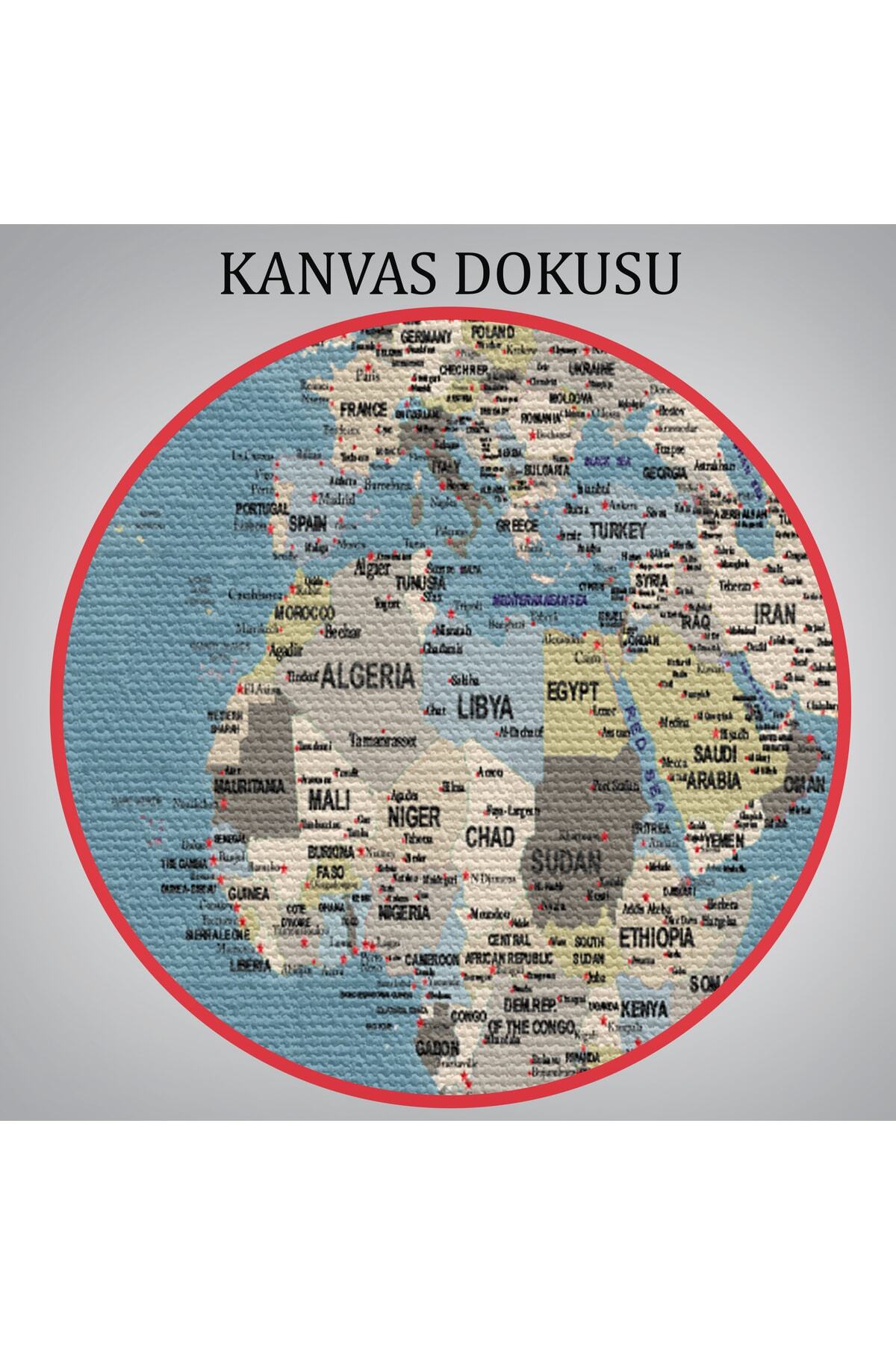 Dünya Haritası Son Derece Ayrıntılı Eğitici Ve Öğretici Okyanuslu Kanvas Tablo-2 görsel 7
