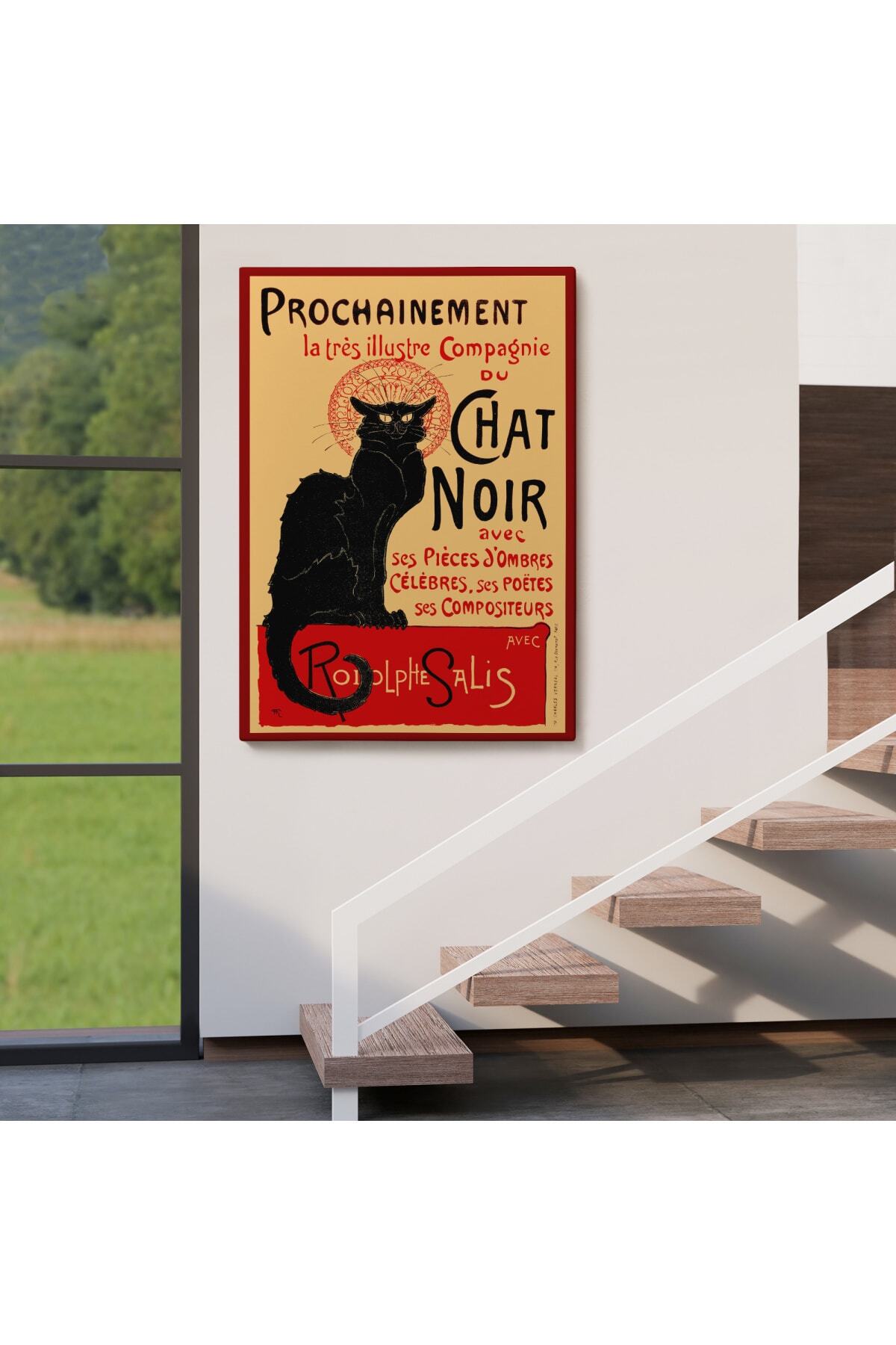 Siyah Kedi Kanvas Tablosu - Le Chat Noir Theophile Steinlen görsel 4