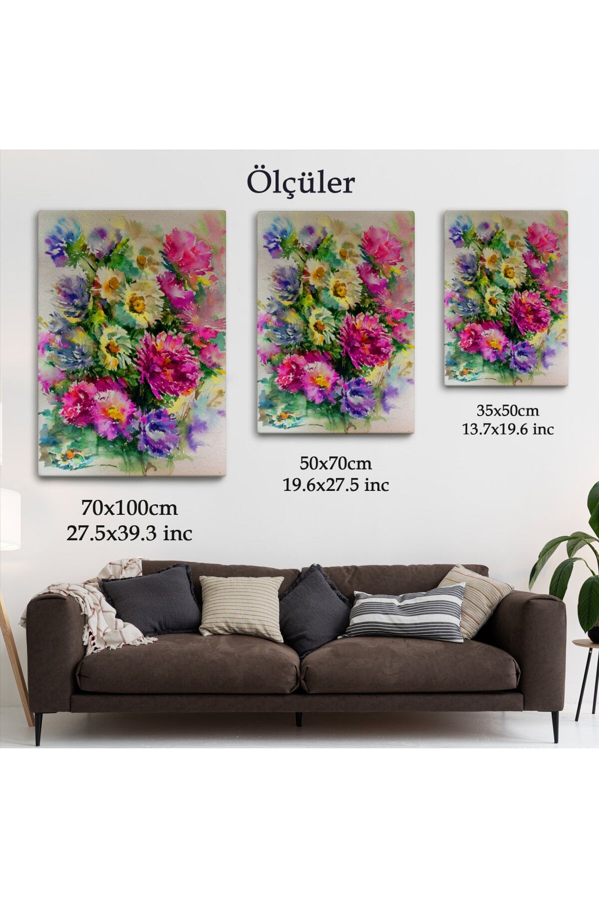 Renkli Çiçekler Duvar Tablosu görsel 5